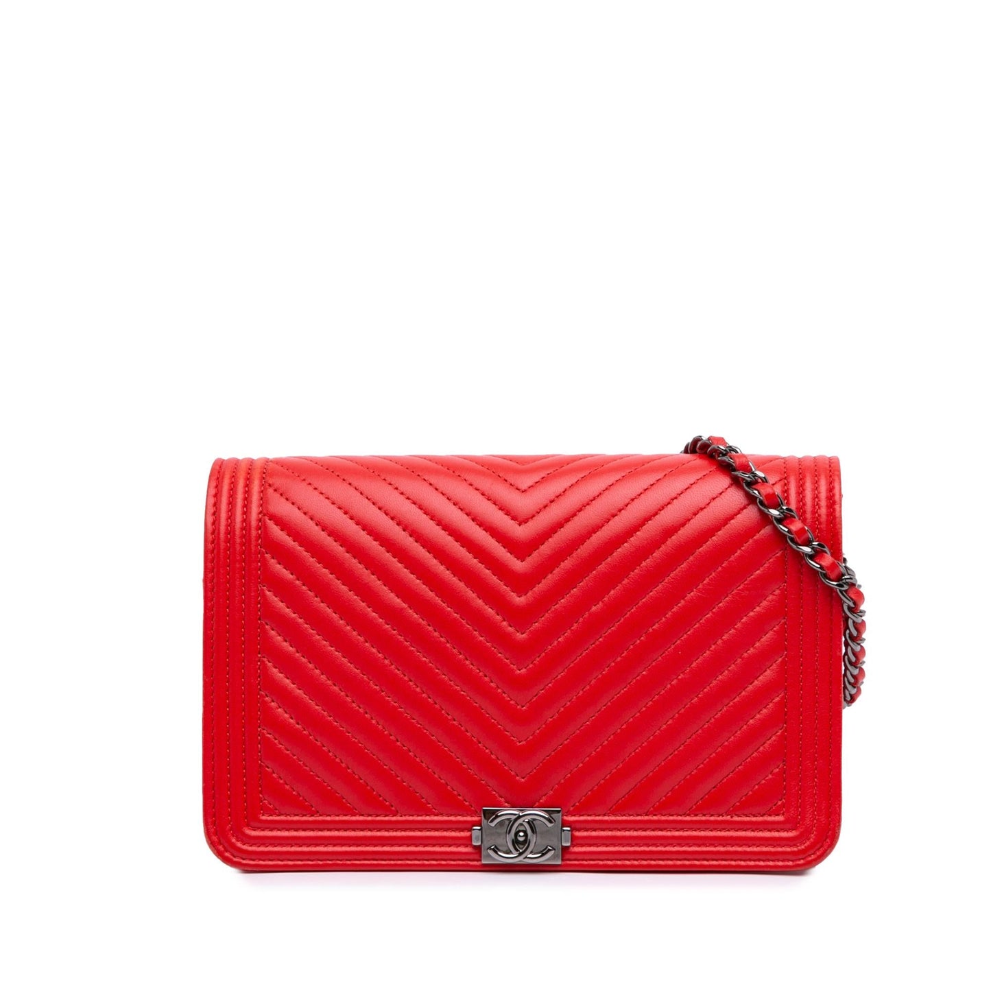 Chanel Chevron Calfskin Boy On Wallet Case Chain 1