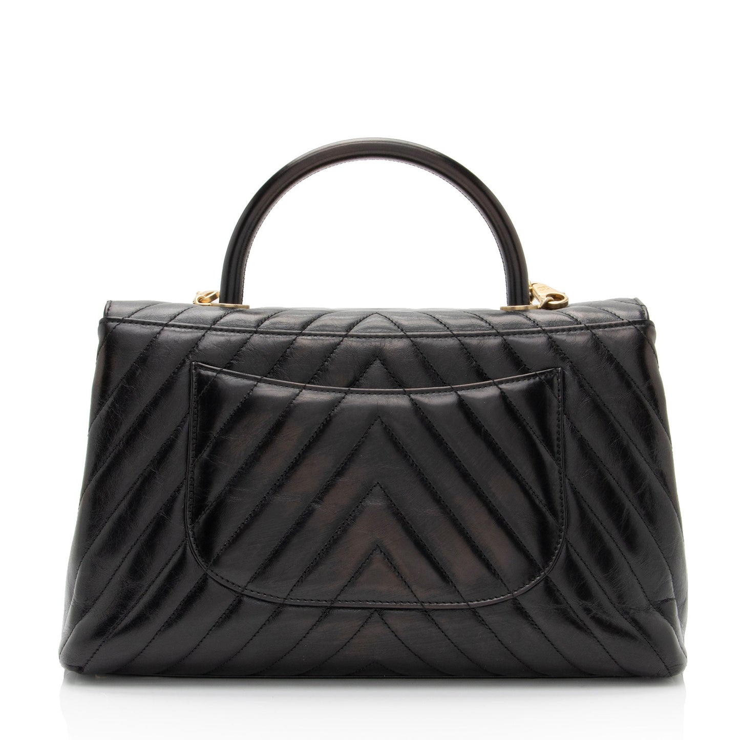 Chanel Chevron Calfskin Coco Top Handle Flap Shoulder Bag