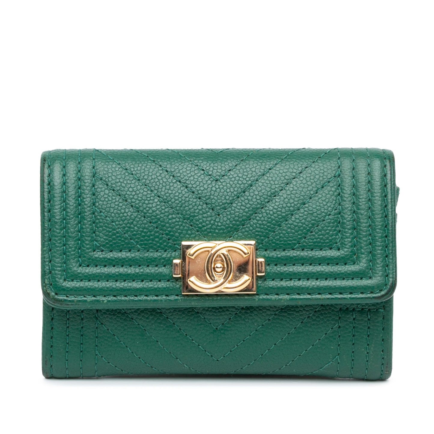 Chanel Chevron Caviar Boy Card Holder Wallet Case