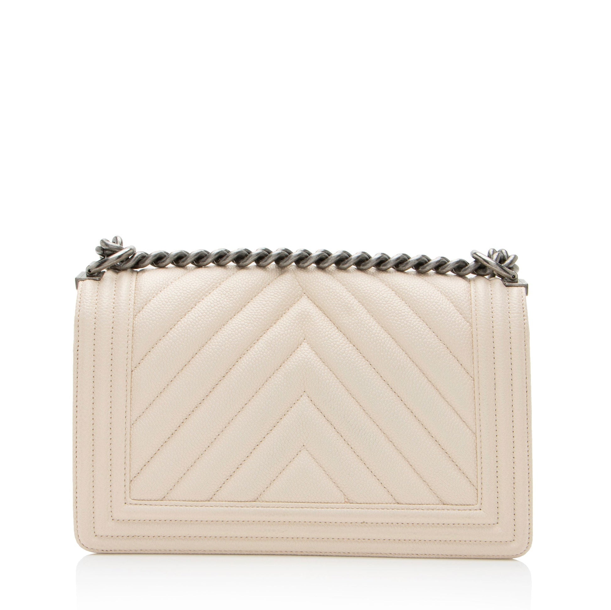 Chanel Chevron Caviar Old Boy SHF-00KAcN Leather Handbag