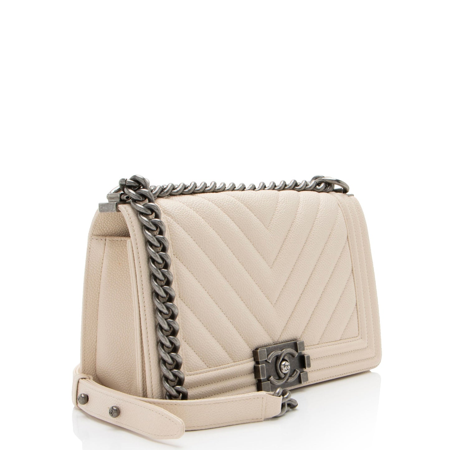 Chanel Chevron Caviar Old Boy SHF-00KAcN Leather Handbag