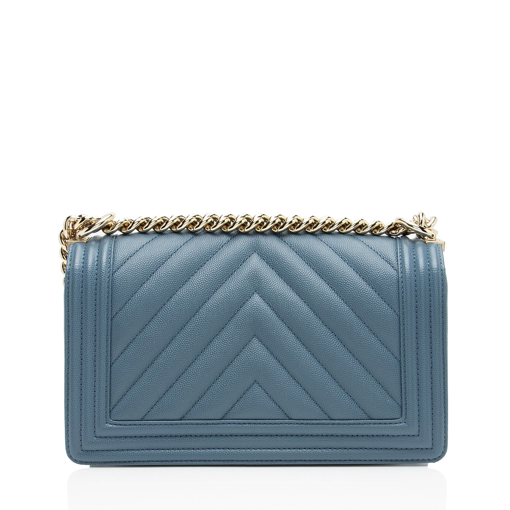 Chanel Chevron Caviar Old Boy Leather Handbag