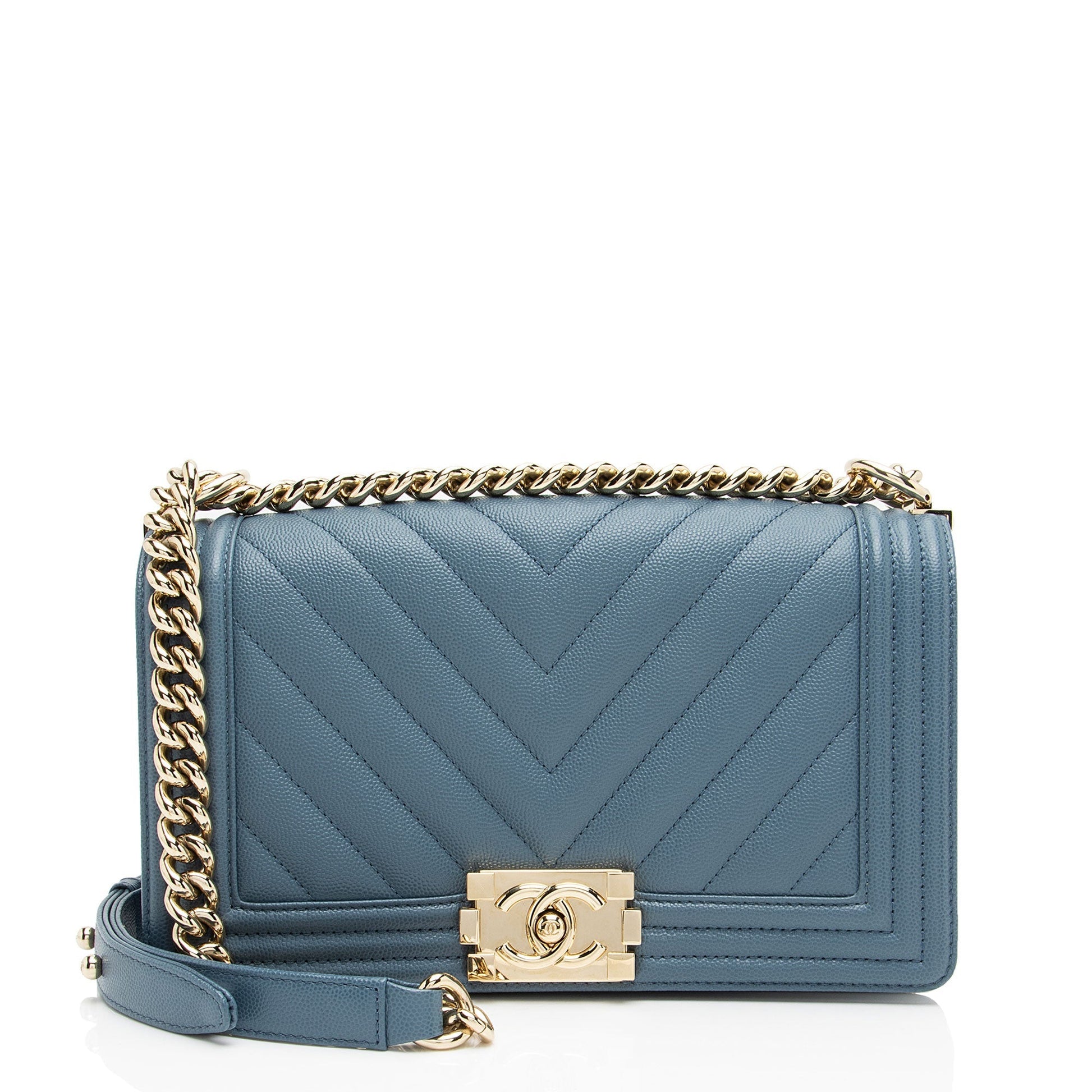 Chanel Chevron Caviar Old Boy Leather Handbag