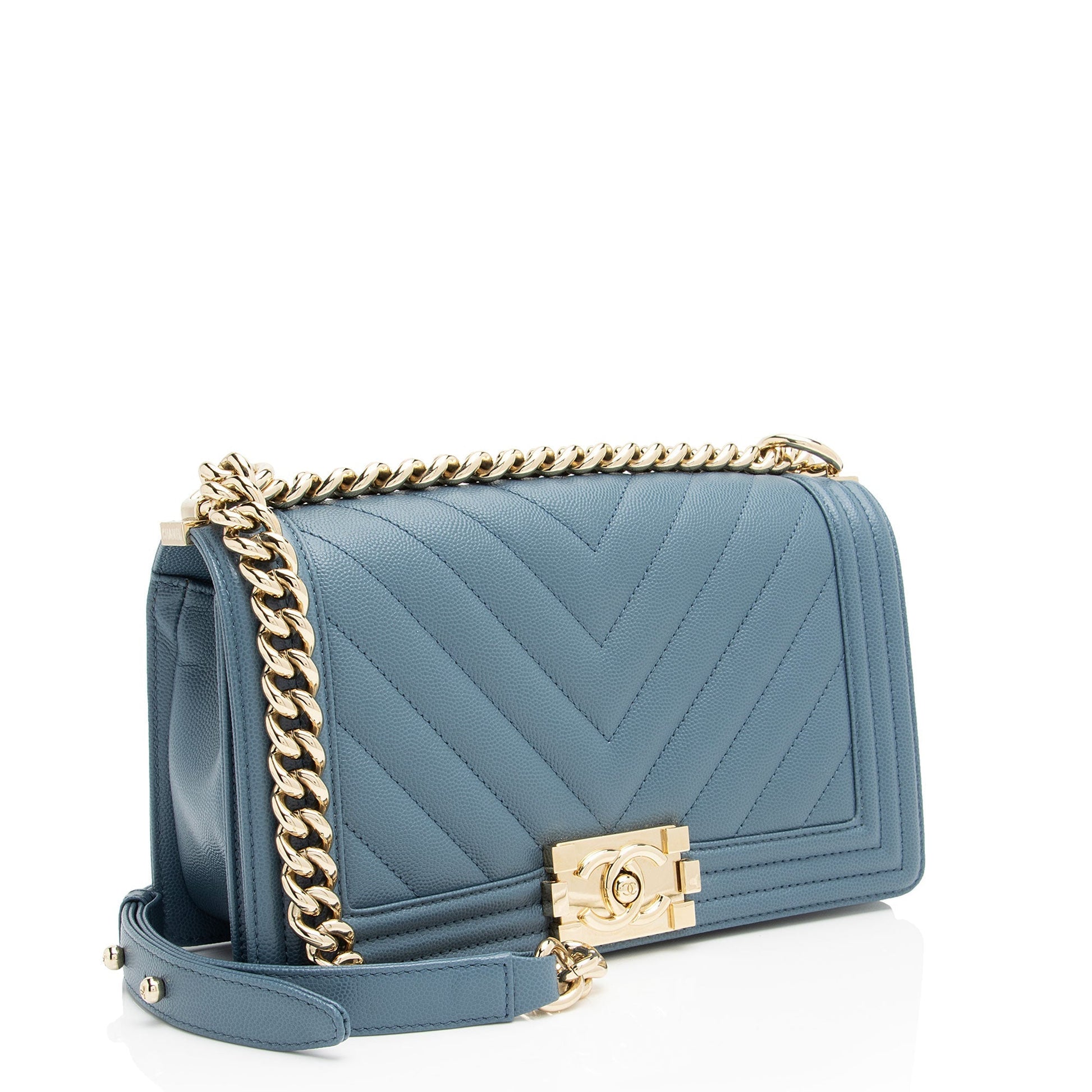 Chanel Chevron Caviar Old Boy Leather Handbag