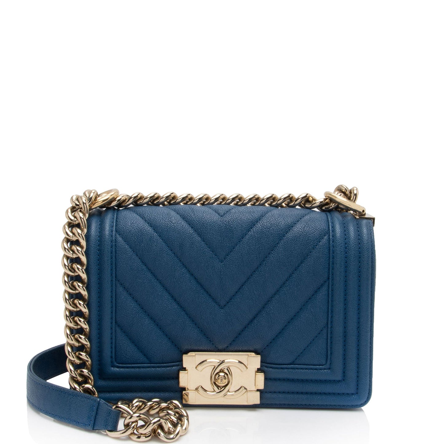 Chanel Chevron Caviar Boy Small Leather Handbag