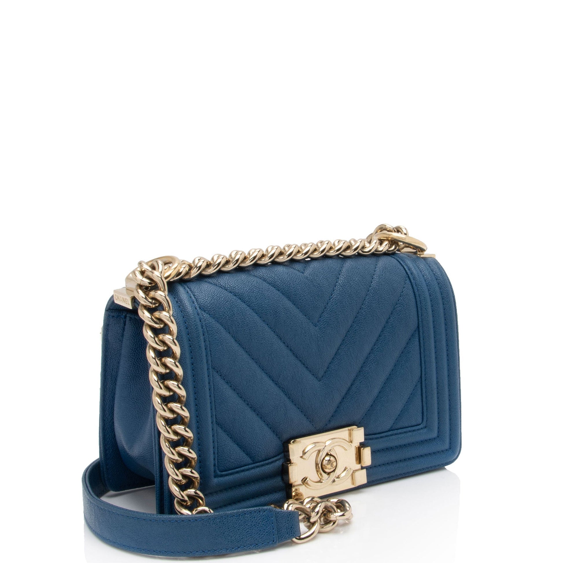 Chanel Chevron Caviar Boy Small Leather Handbag