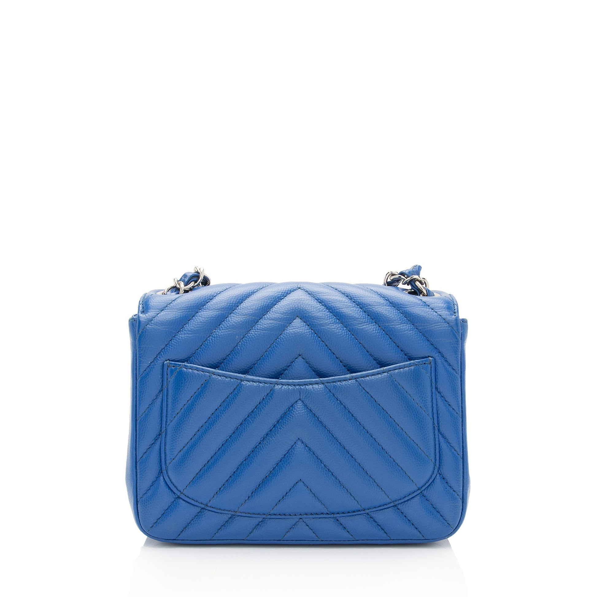 Chanel Chevron Caviar Square Flap SHF-OSPKli Leather Shoulder Bag