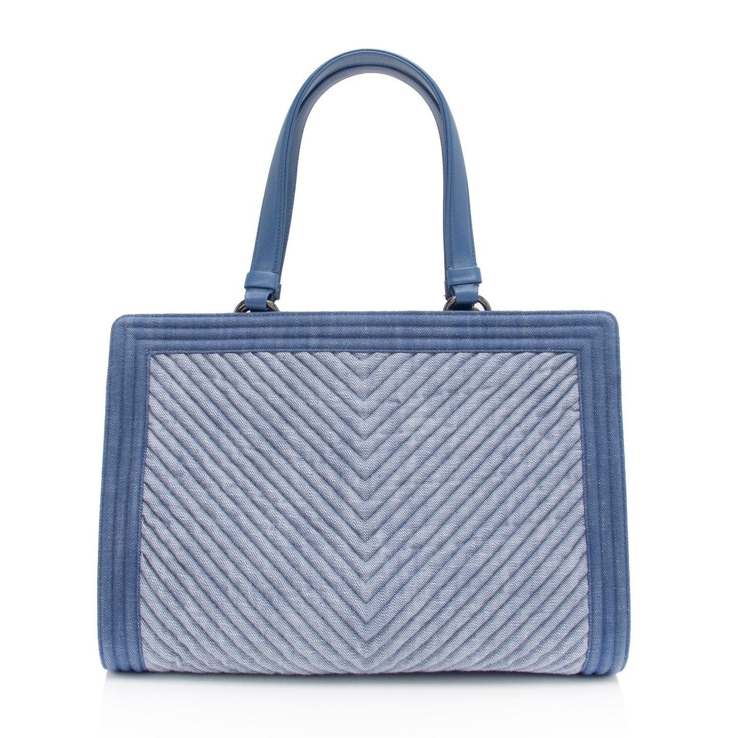 Chanel Chevron Denim Boy Tote Bag