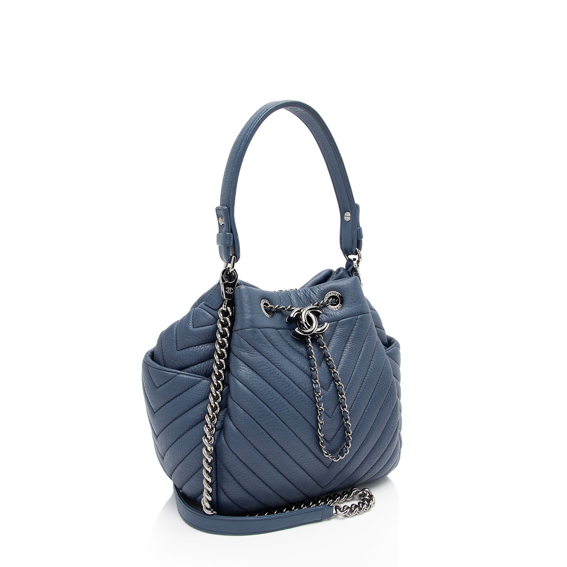 Chanel Chevron Goatskin CC Urban Spirit Bucket Small Bucket Bag
