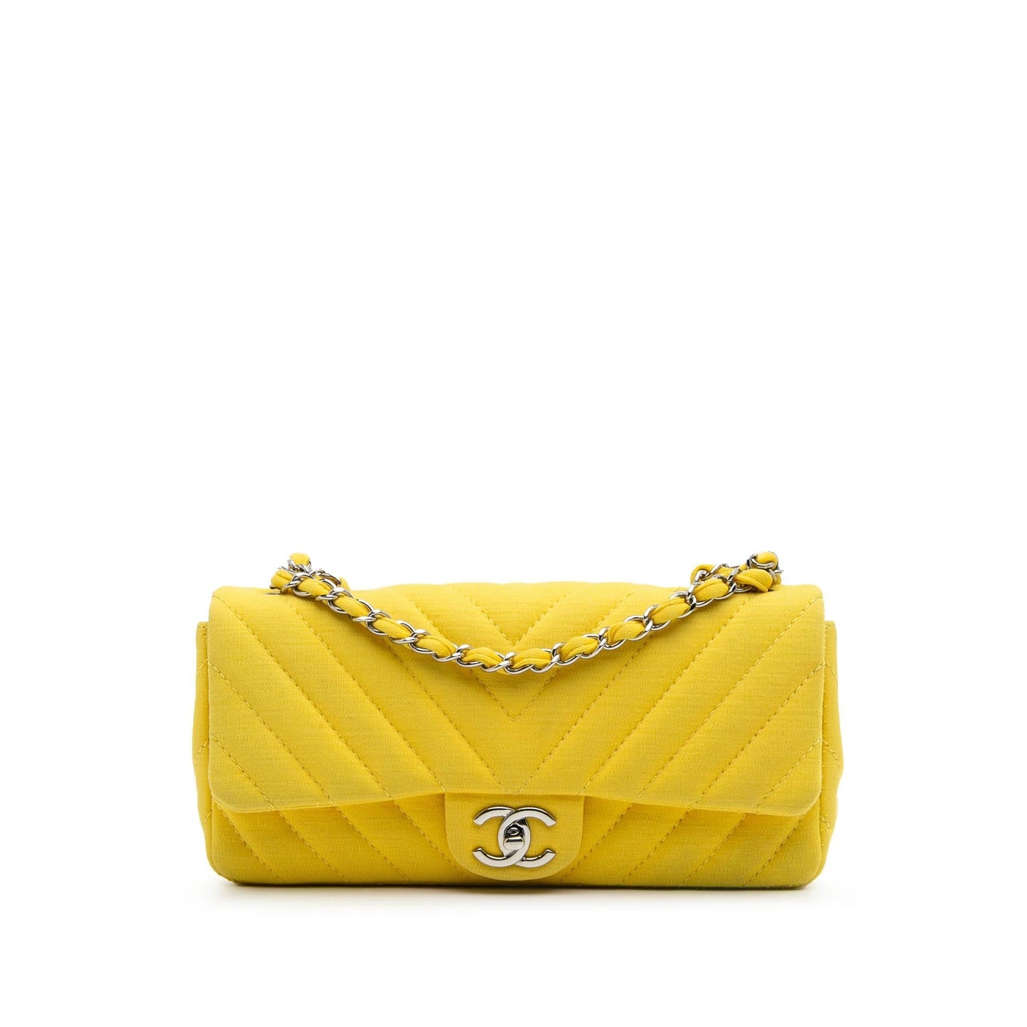 Chanel Chevron Jersey East West Flap Handbag