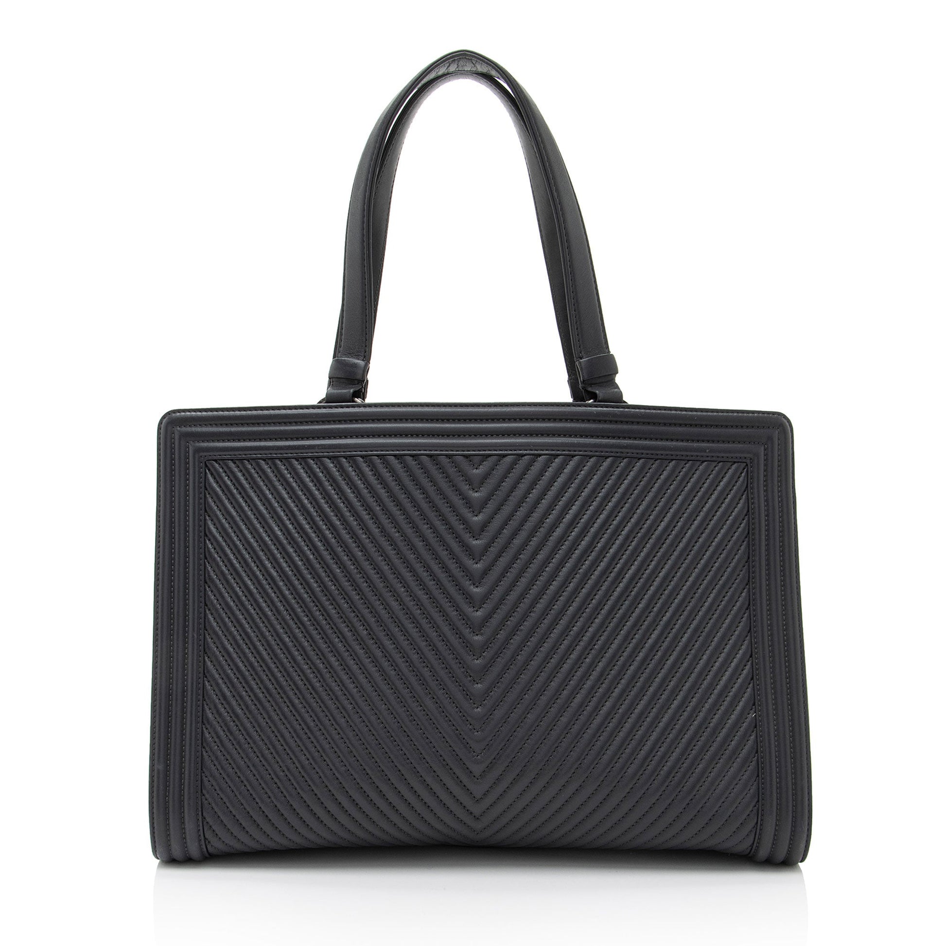 Chanel Chevron Lambskin Boy Shopping Tote Bag