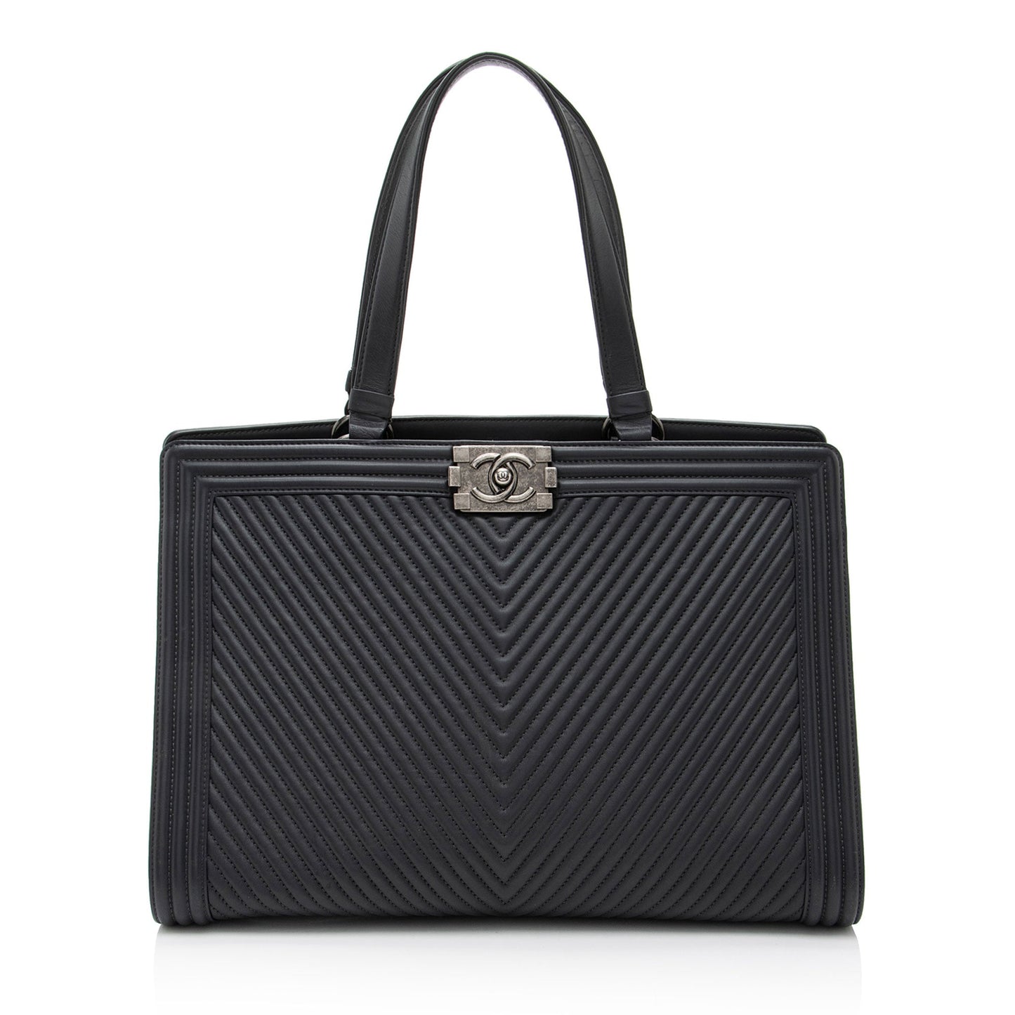 Chanel Chevron Lambskin Boy Shopping Tote Bag