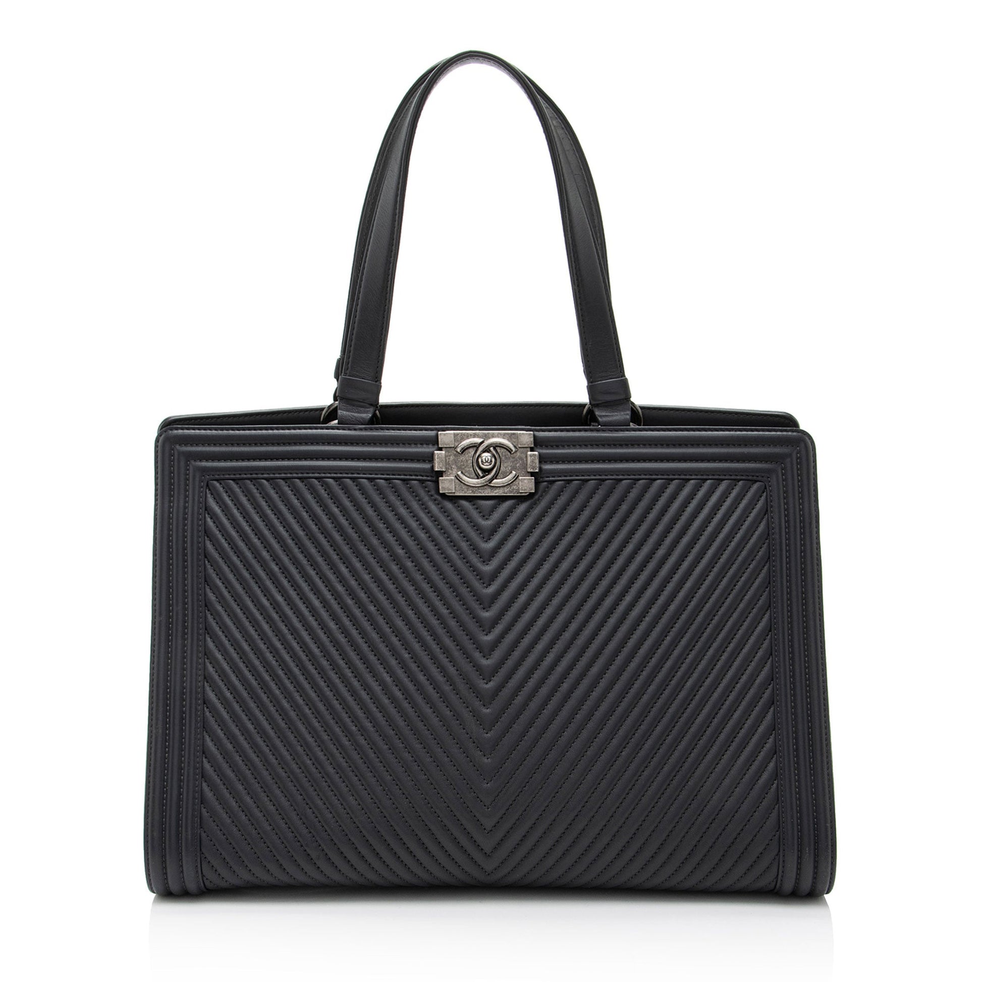 Chanel Chevron Lambskin Boy Shopping Tote Bag