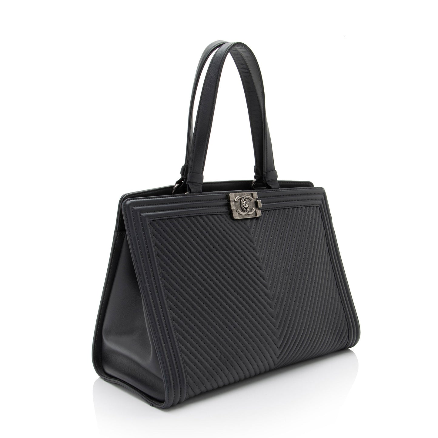 Chanel Chevron Lambskin Boy Shopping Tote Bag