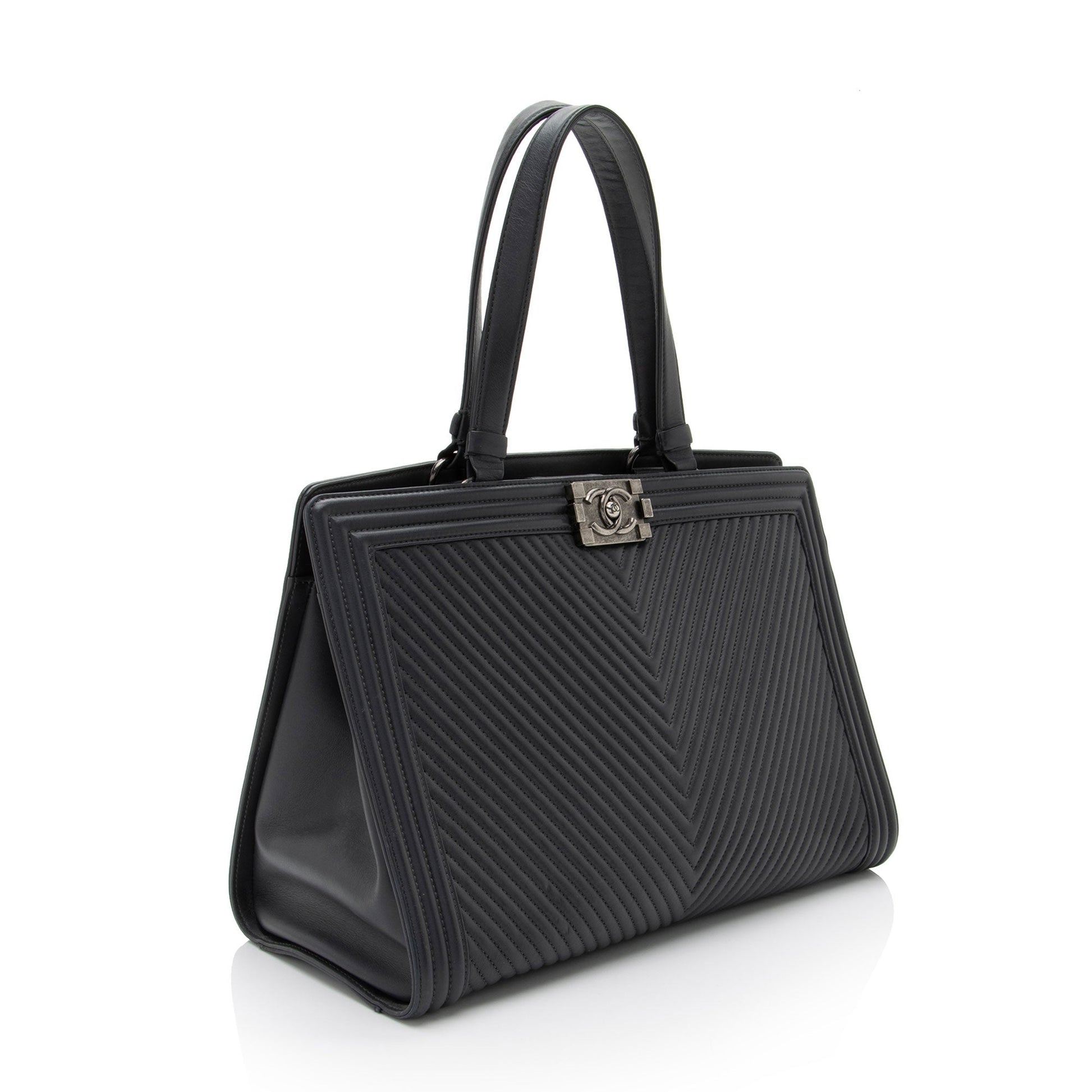 Chanel Chevron Lambskin Boy Shopping Tote Bag