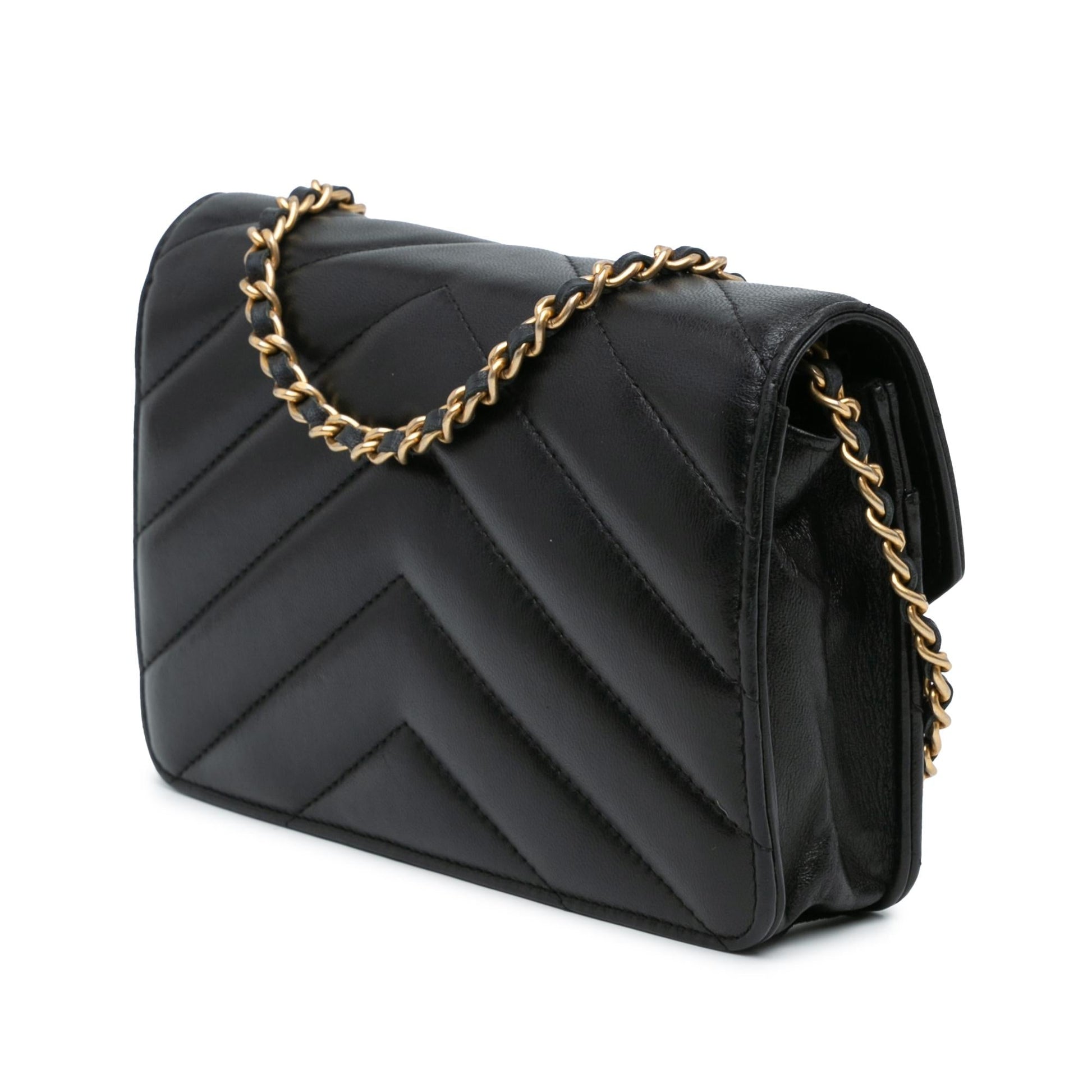 Chanel Chevron Lambskin Button On SHG-zOLBNO Wallet Case