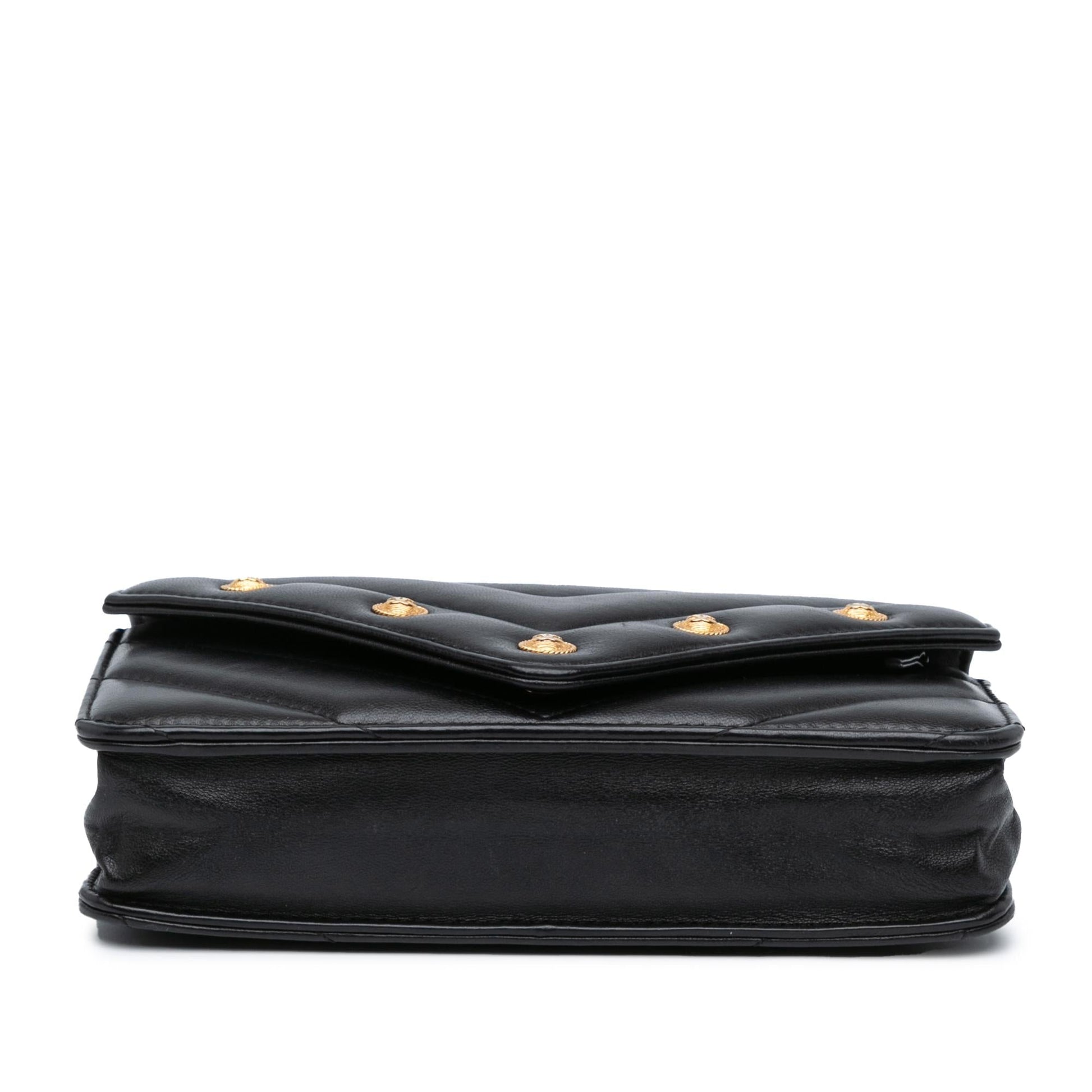 Chanel Chevron Lambskin Button On Wallet Case