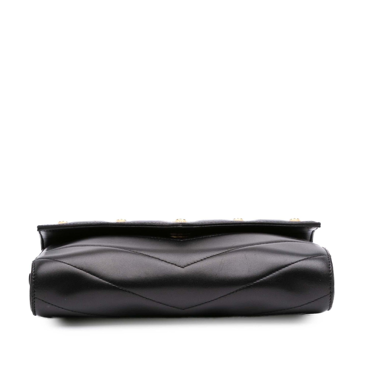 Chanel Chevron Lambskin CC Medallion Button Flap Clutch Bag