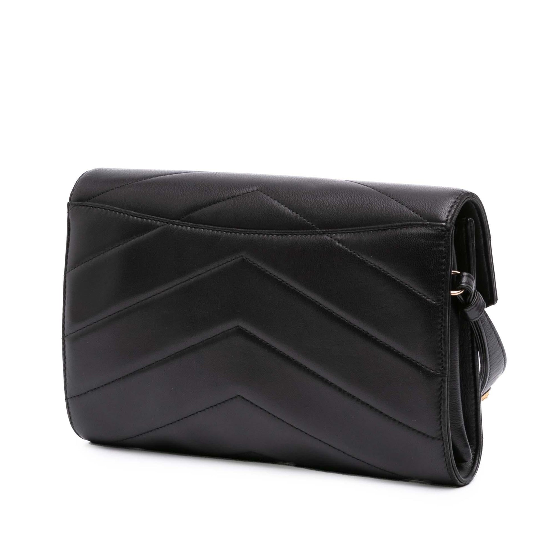 Chanel Chevron Lambskin CC Medallion Button Flap Clutch Bag