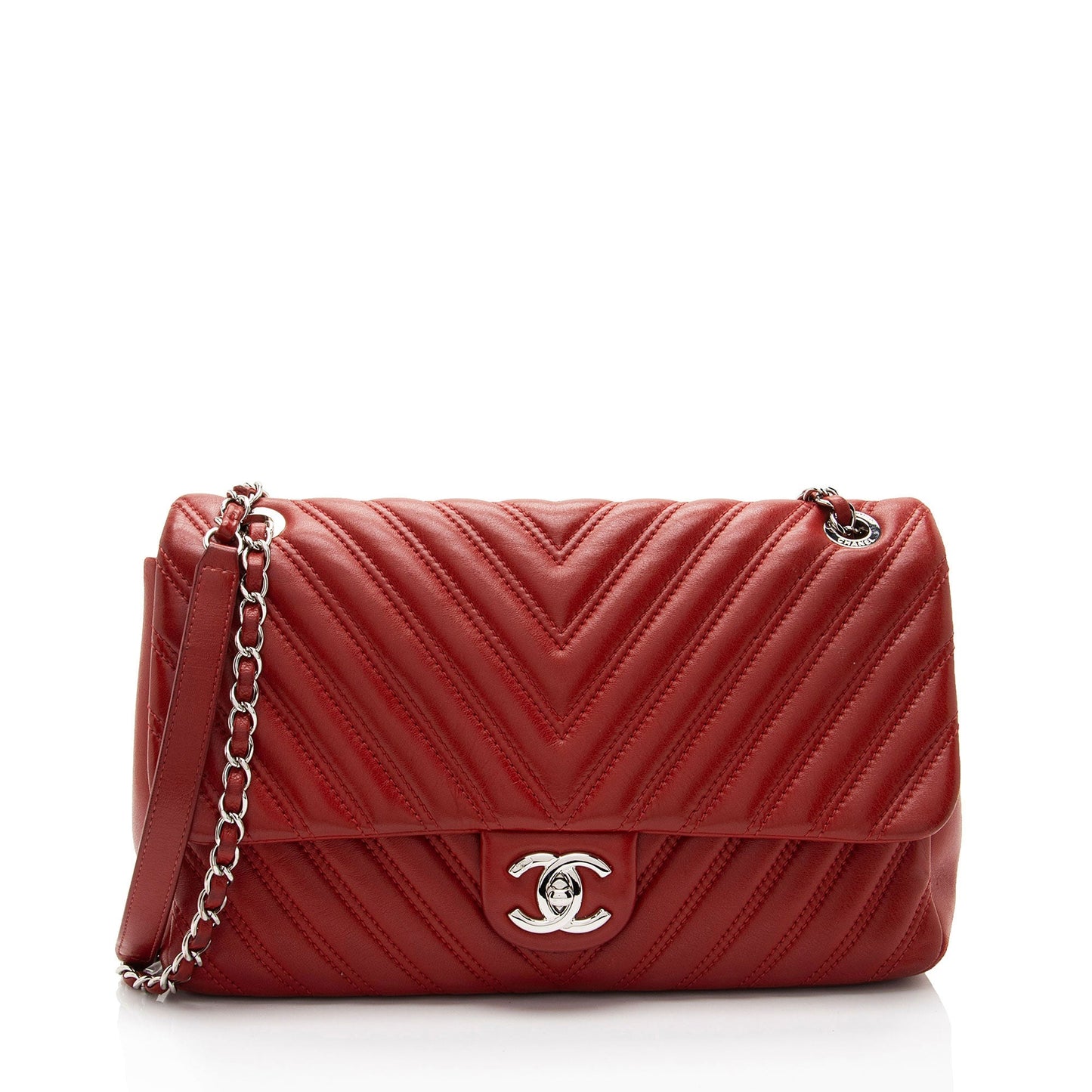 Chanel Chevron Lambskin Classic Jumbo Single Flap Shoulder Bag