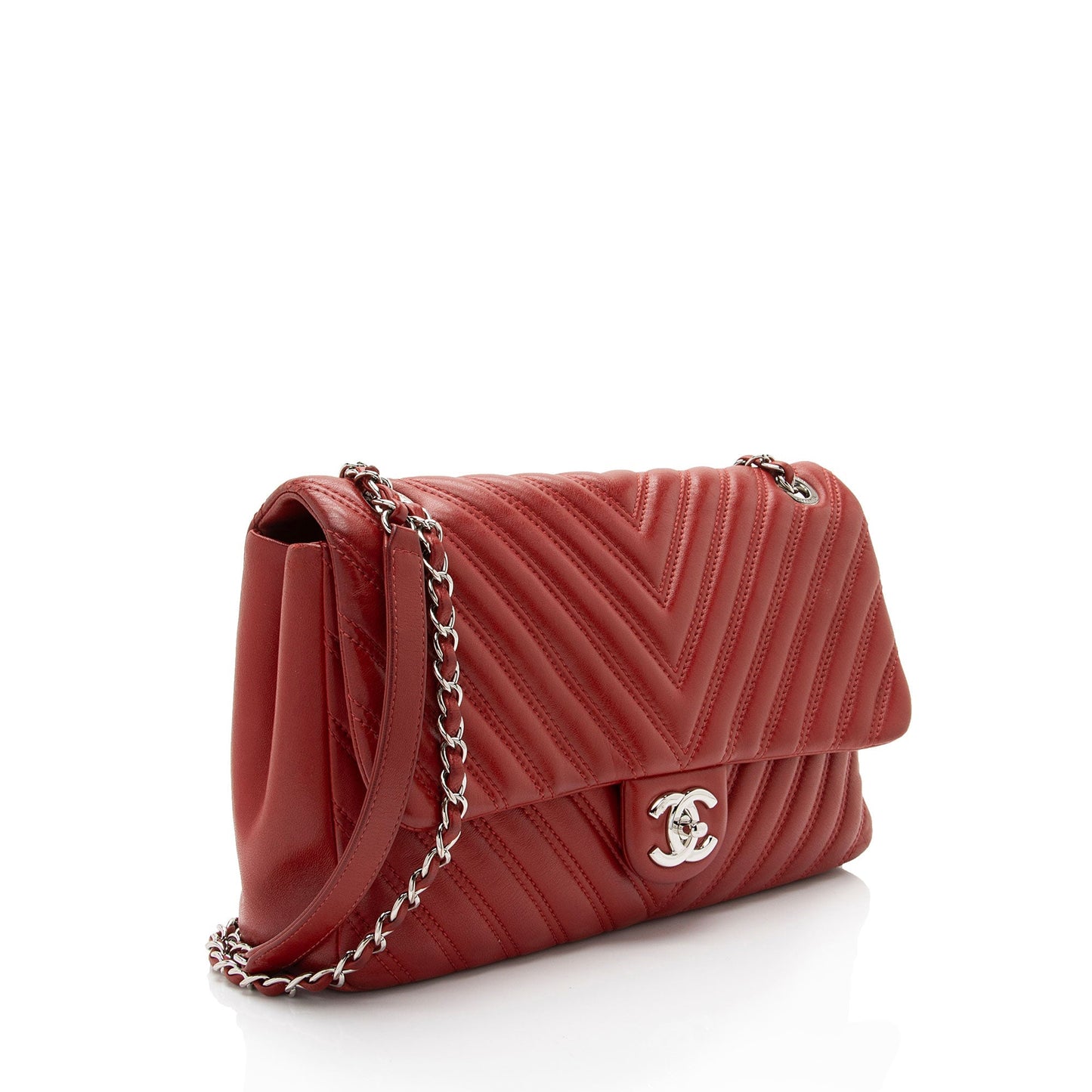 Chanel Chevron Lambskin Classic Jumbo Single Flap Shoulder Bag