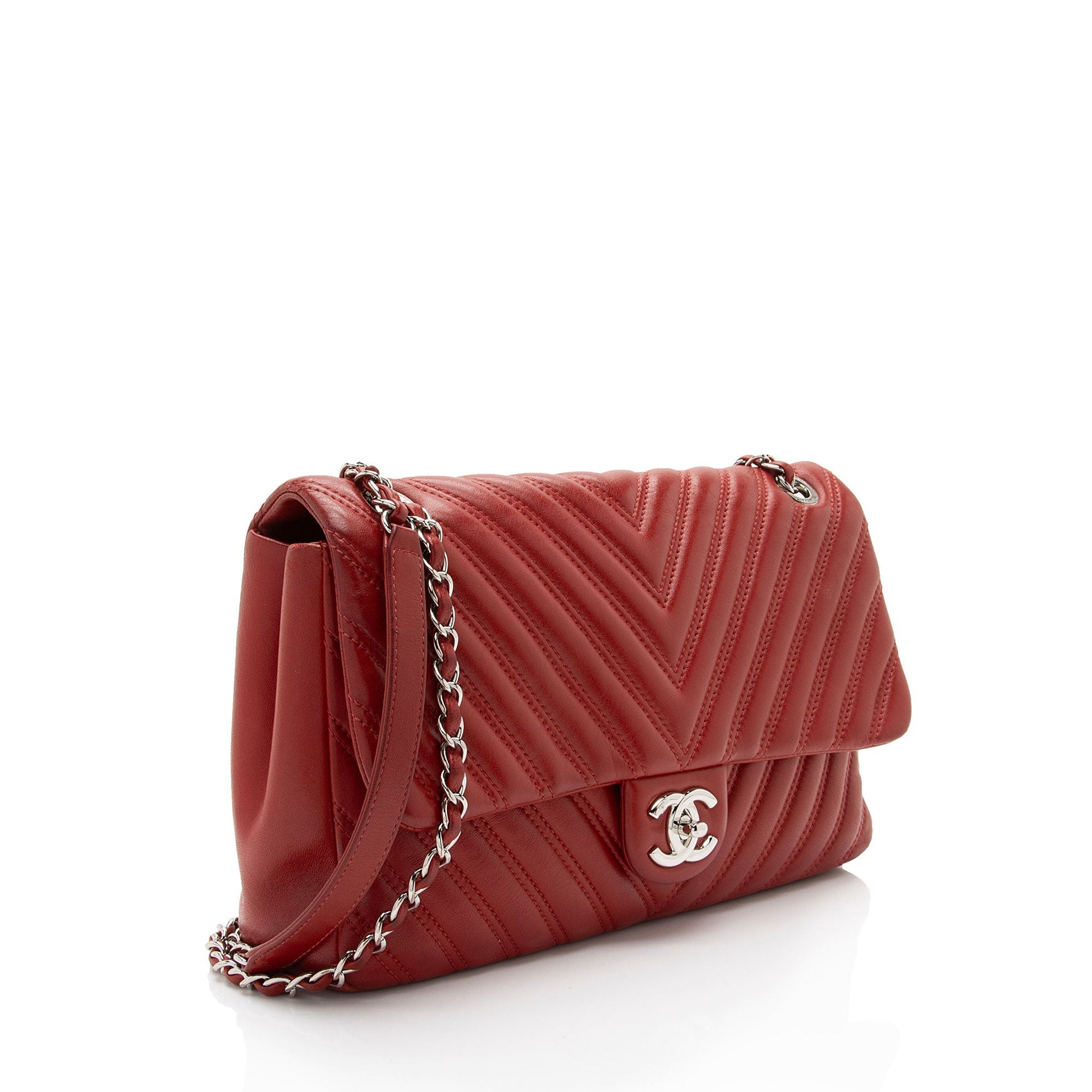 Chanel Chevron Lambskin Classic Jumbo Single Flap Shoulder Bag