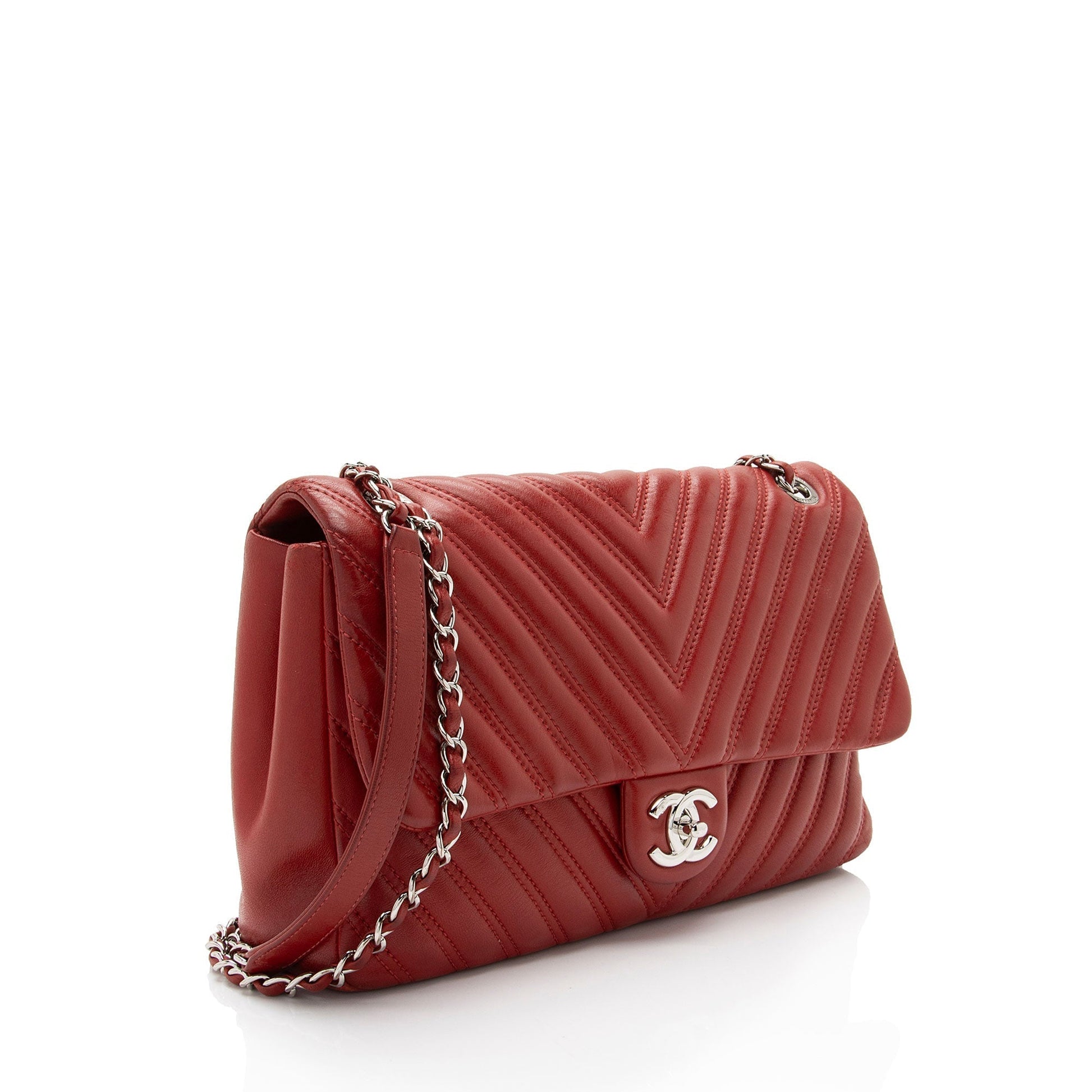 Chanel Chevron Lambskin Classic Jumbo Single Flap Bag (SHF-zB67zI)