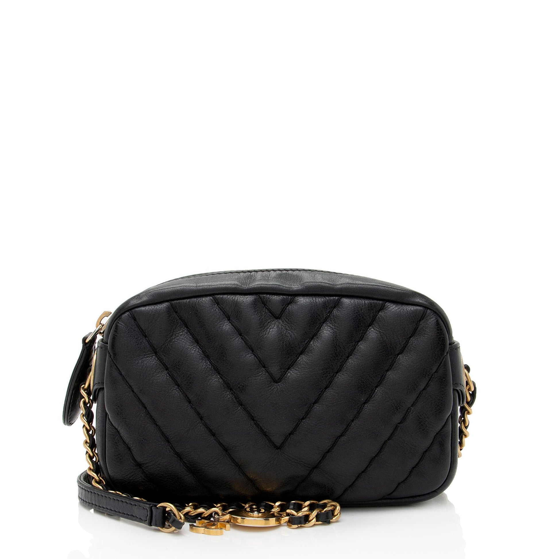 Chanel Chevron Lambskin Medallion Camera Crossbody Bag