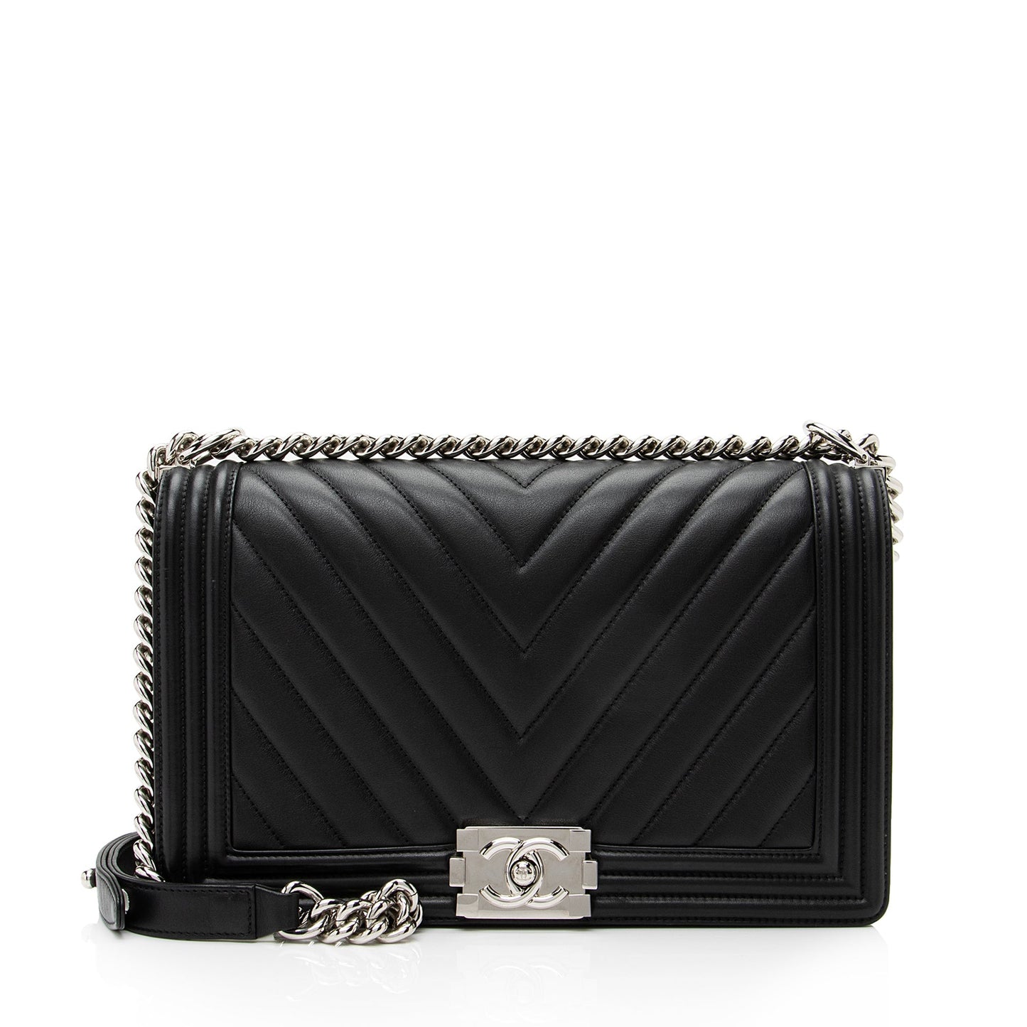 Chanel Chevron Lambskin New Boy SHF Handbag