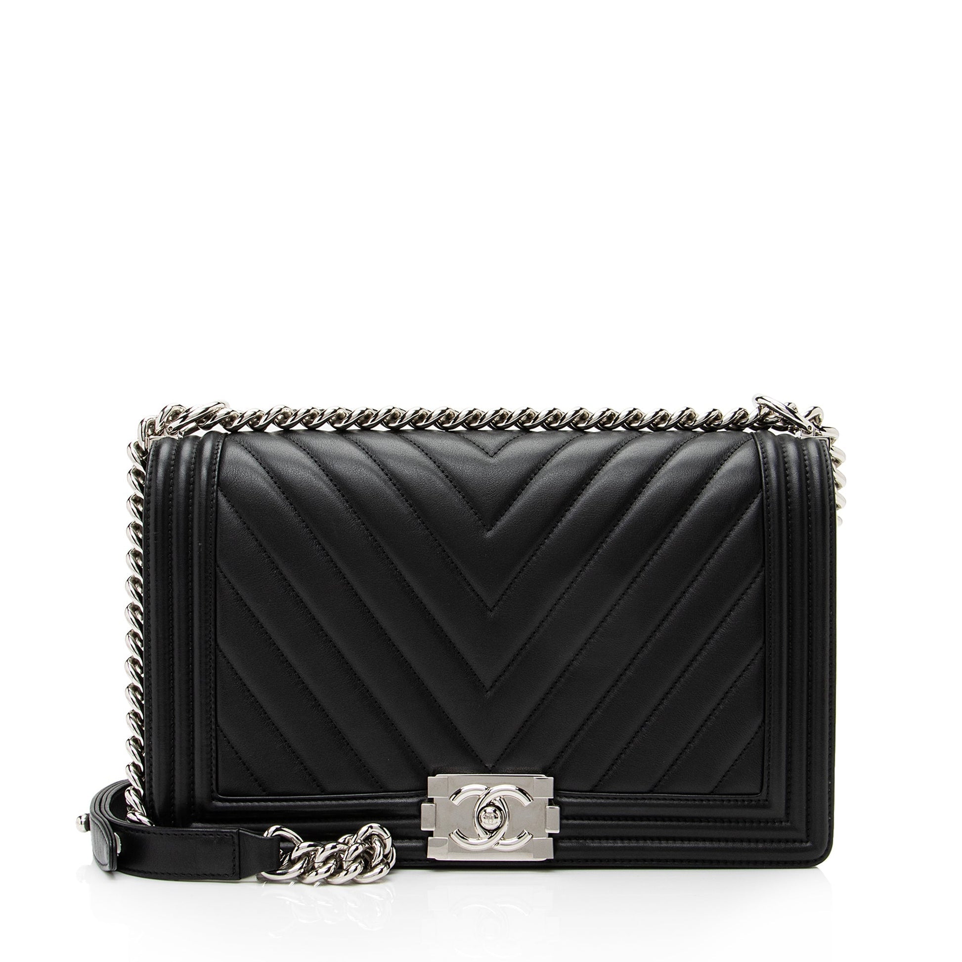 Chanel Chevron Lambskin New Boy SHF Handbag
