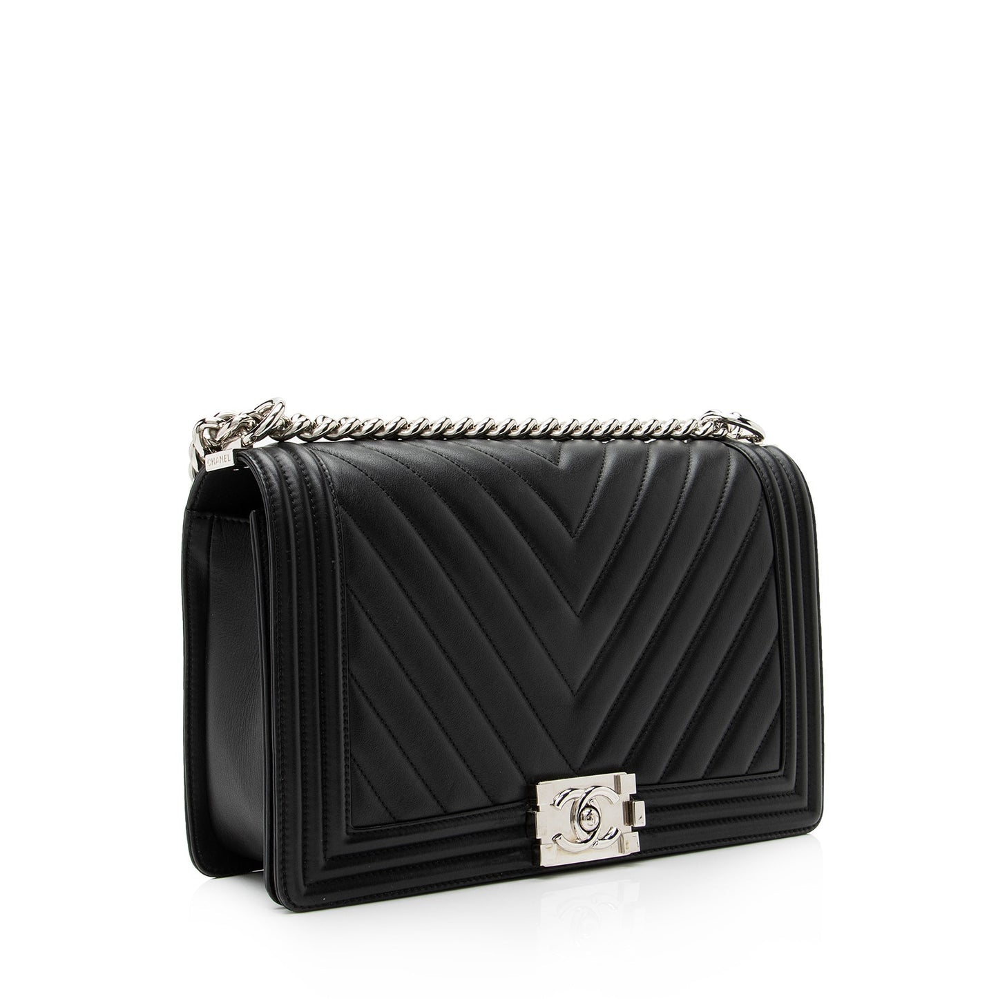 Chanel Chevron Lambskin New Boy SHF Handbag