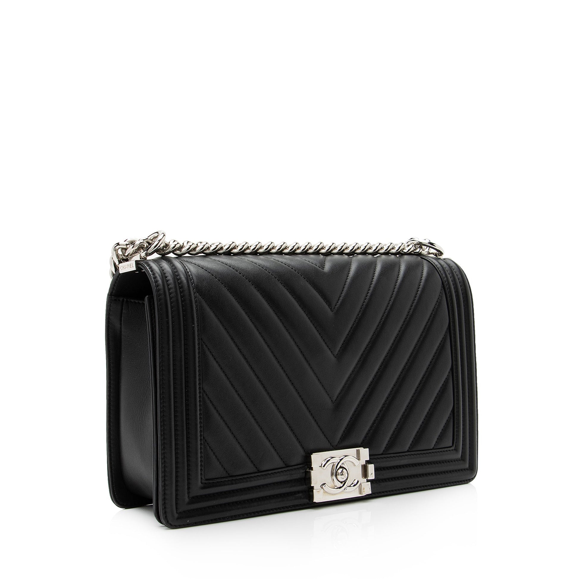 Chanel Chevron Lambskin New Boy SHF Handbag