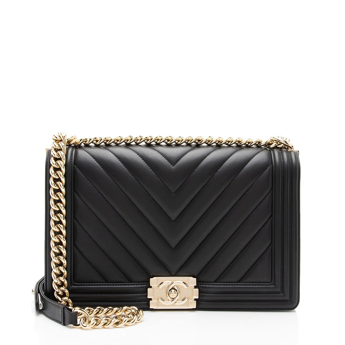 Chanel Chevron Lambskin New Boy SHF-KOMM25 Handbag