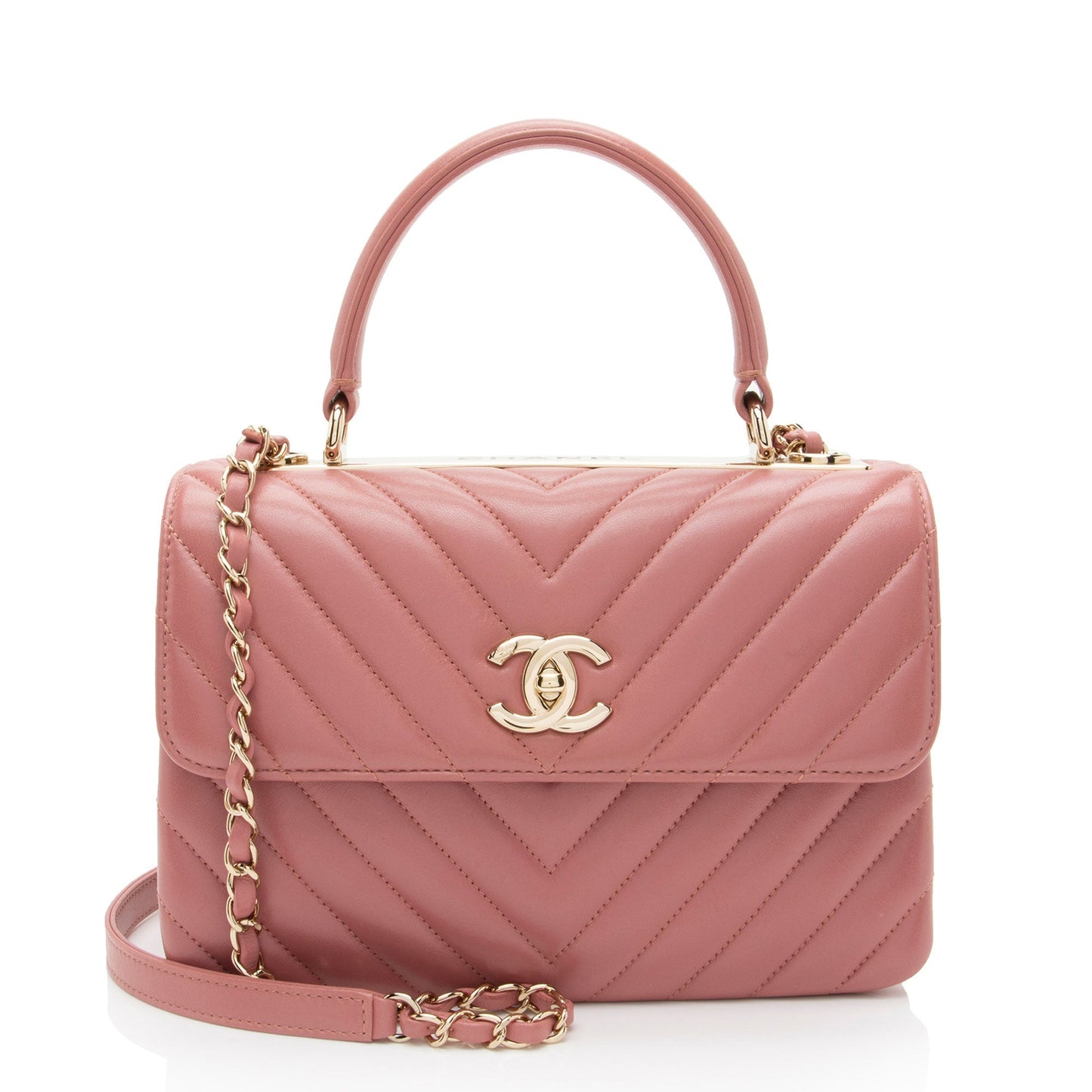 Chanel Chevron Lambskin Trendy CC Top Handle Small Handbag