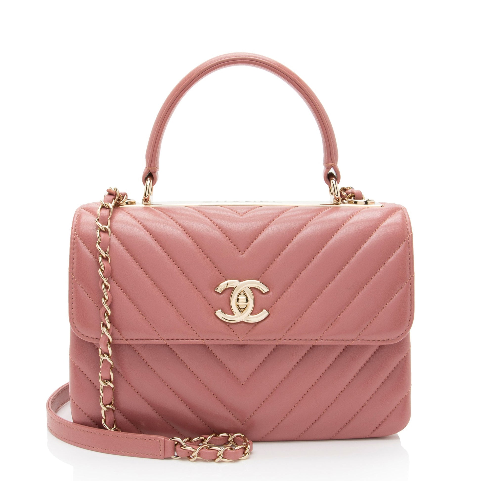 Chanel Chevron Lambskin Trendy CC Top Handle Small Handbag