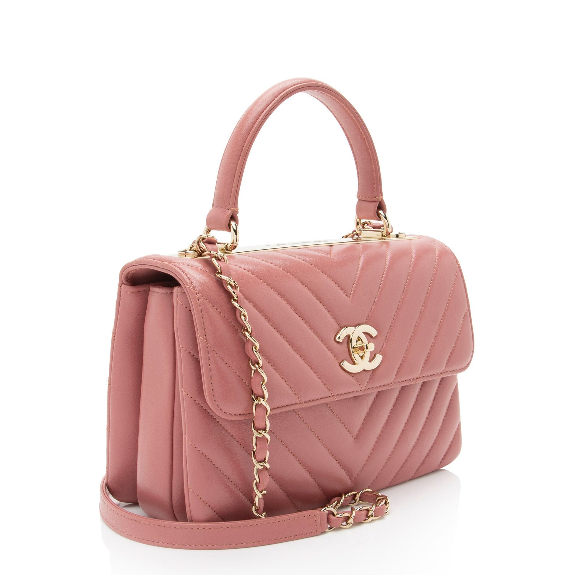 Chanel Chevron Lambskin Trendy CC Top Handle Small Handbag