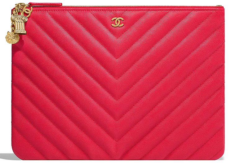 Chanel CHEVRON QUILTED CAVIAR LAMBSKIN O CHARM Key Chain