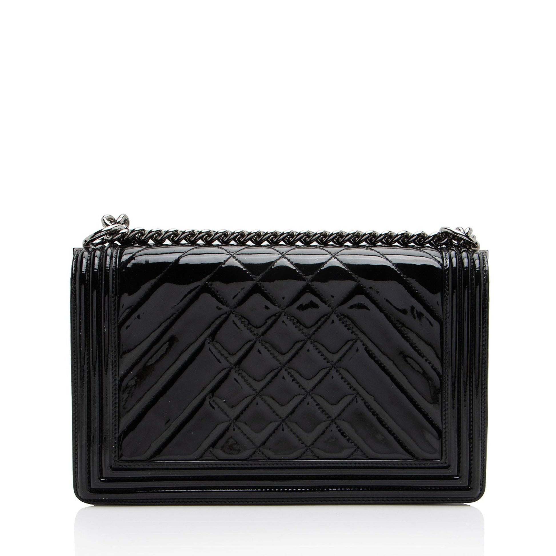 Chanel Chevron Patent New Boy Leather Handbag