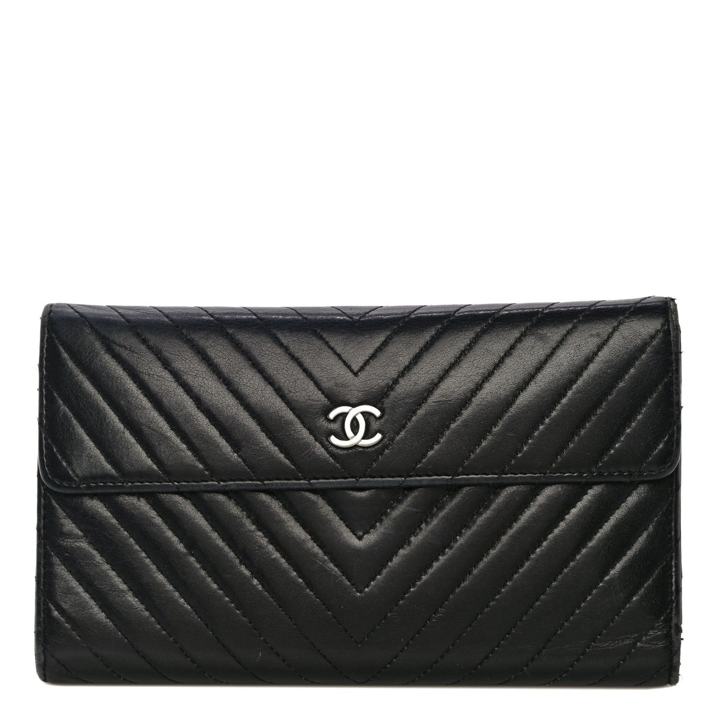 Chanel Lambskin Chevron Quilted Wallet Handbag