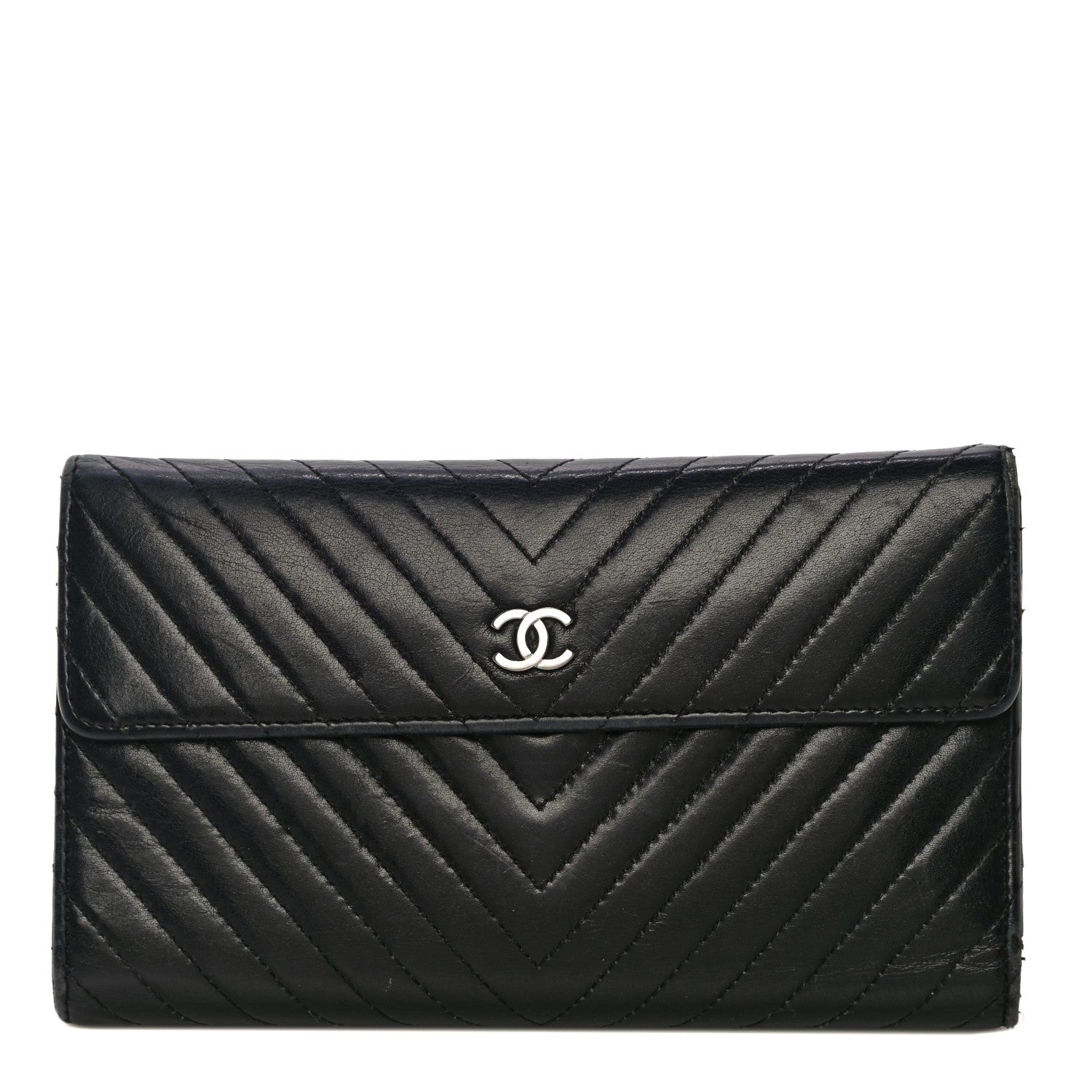 Chanel Lambskin Chevron Quilted Wallet Handbag