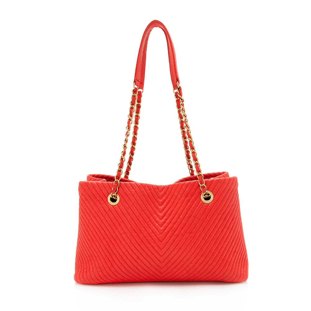 Chanel Chevron Quilted Surpique SHF Leather Tote Bag