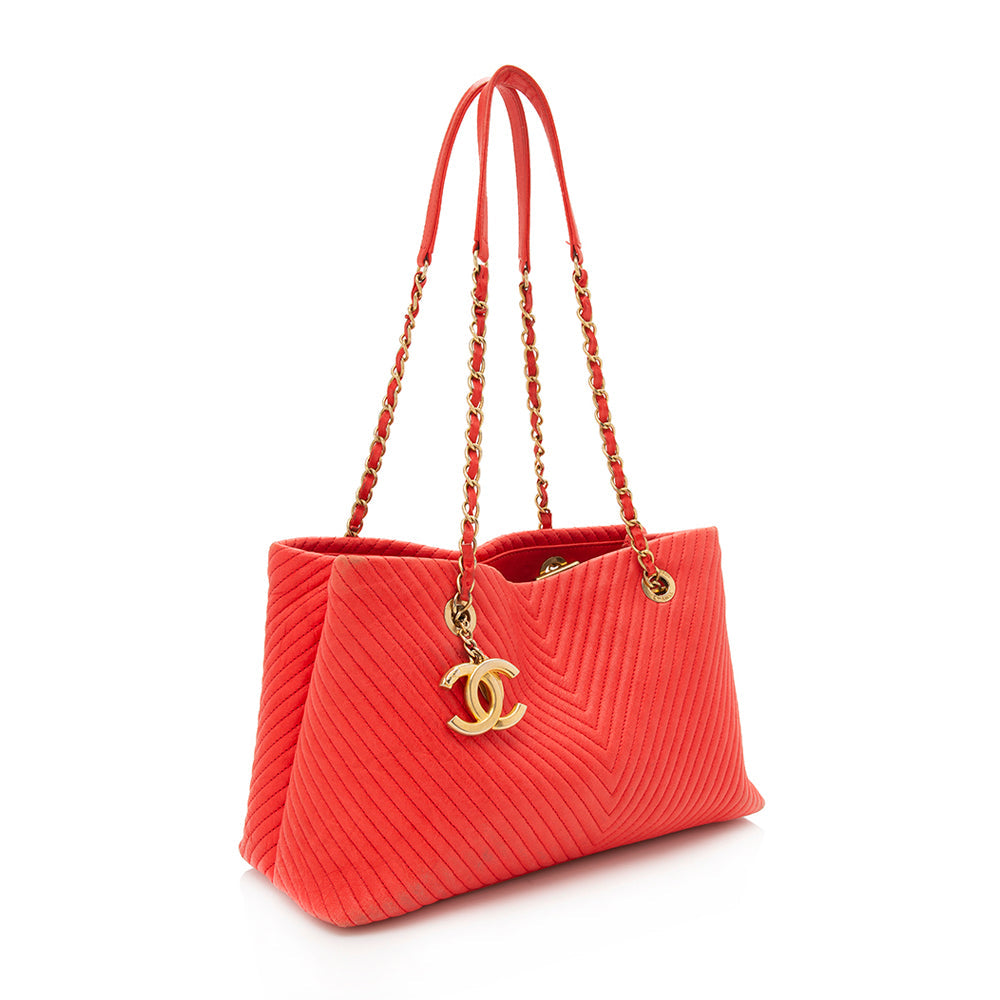 Chanel Chevron Quilted Surpique SHF Leather Tote Bag