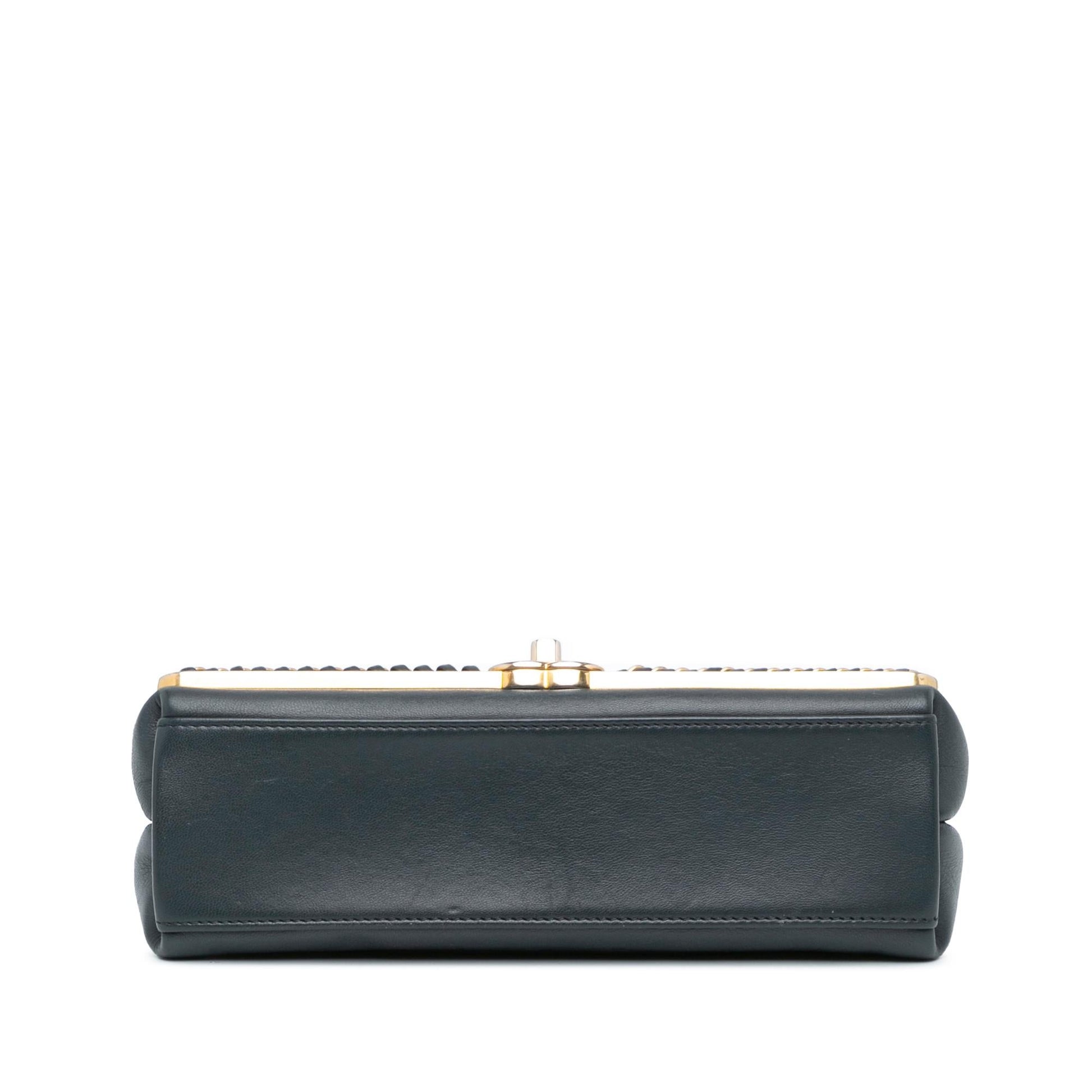 Chanel Chevron Sheepskin Stitched Top Handle Flap Handbag