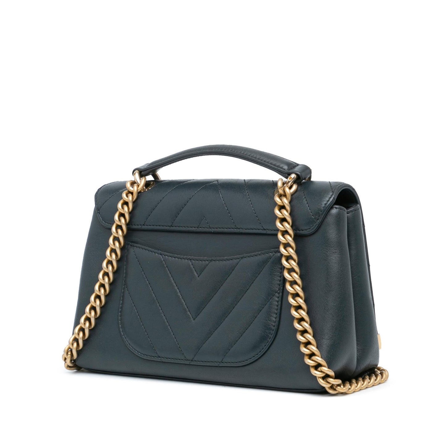 Chanel Chevron Sheepskin Stitched Top Handle Flap Handbag