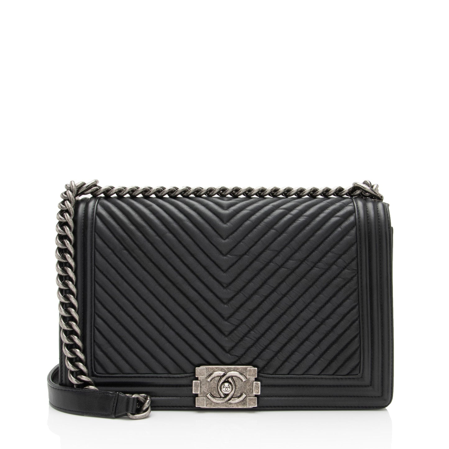 Chanel Chevron Wrinkled Lambskin New Boy SHF-rjzaUj Handbag