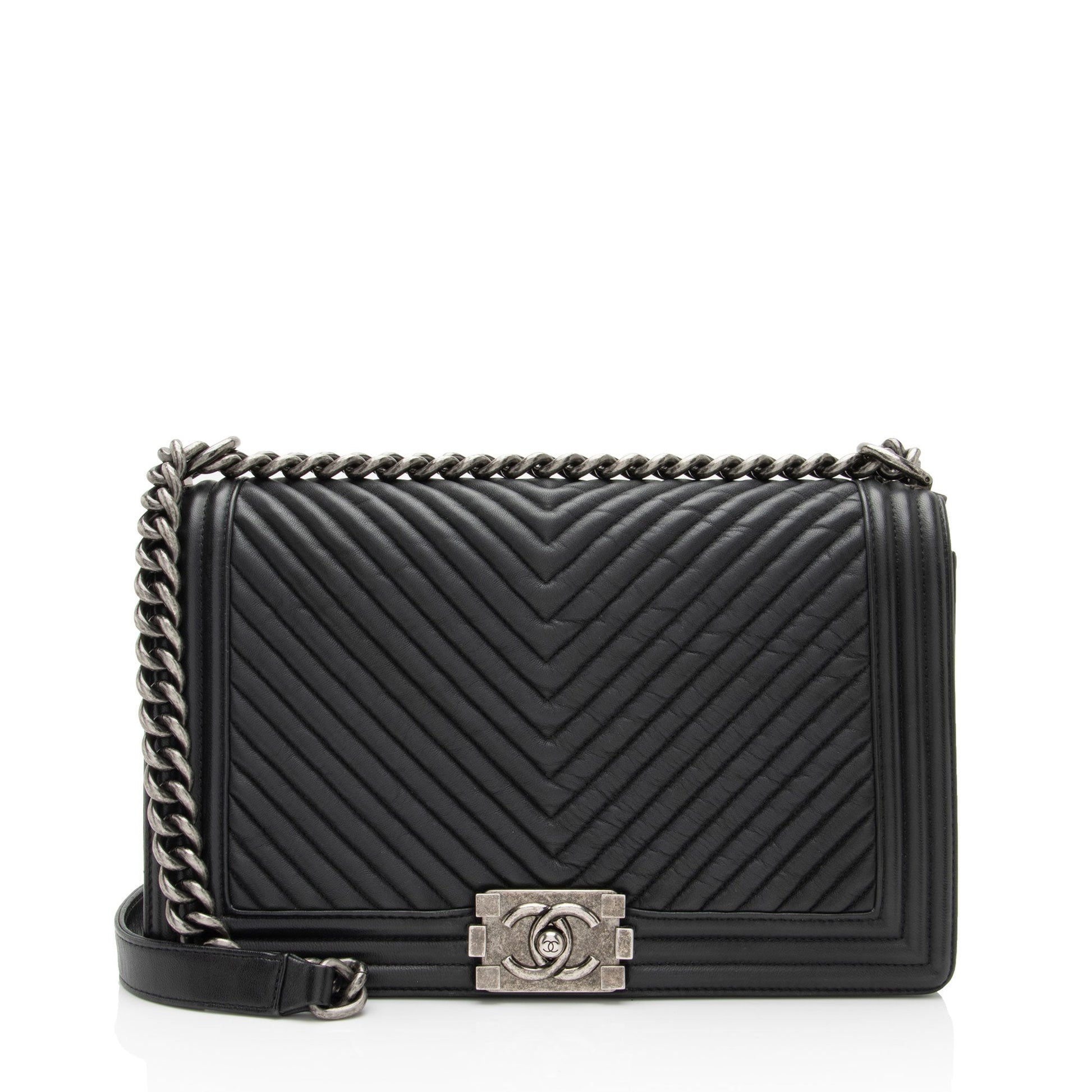 Chanel Chevron Wrinkled Lambskin New Boy SHF-rjzaUj Handbag