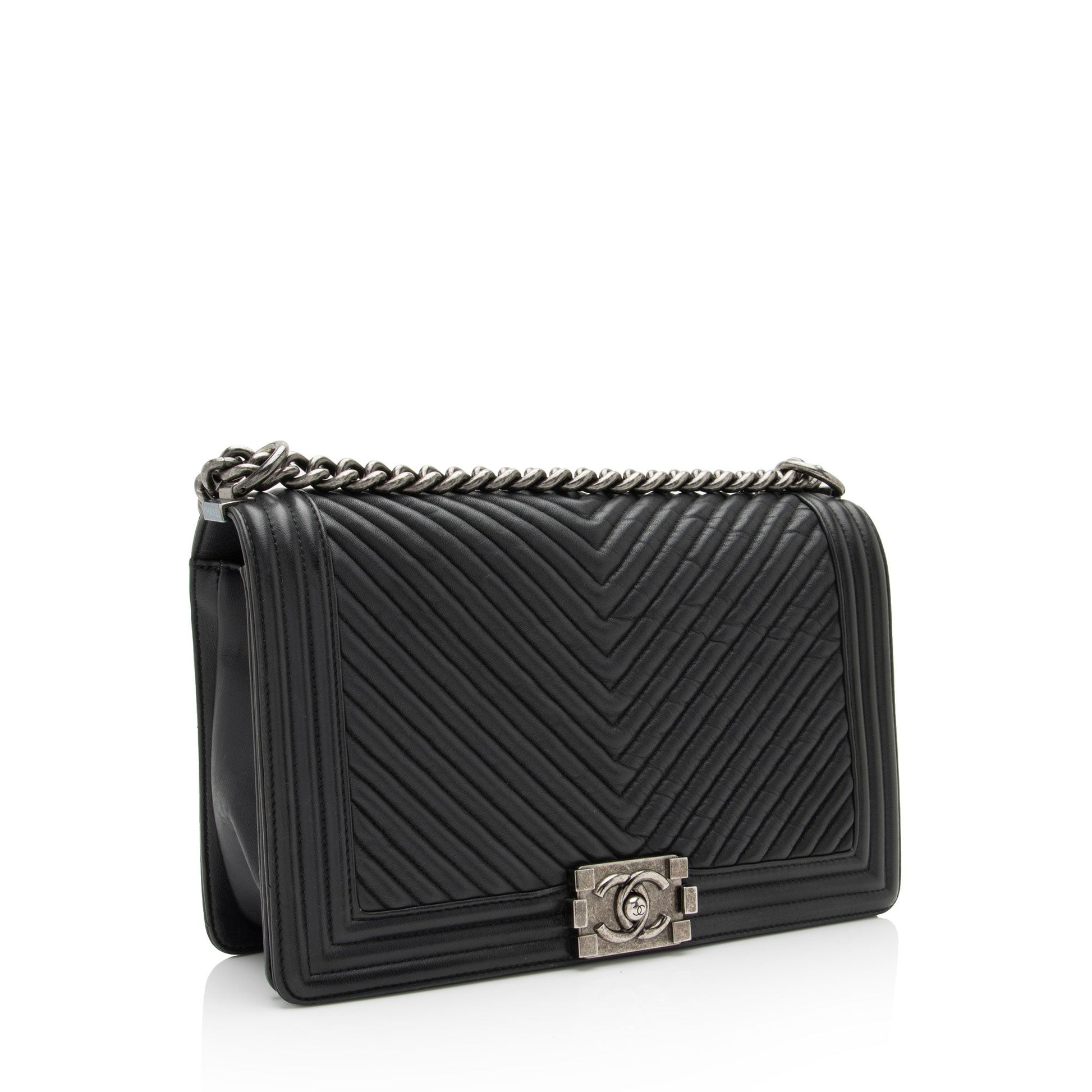 Chanel Chevron Wrinkled Lambskin New Boy SHF-rjzaUj Handbag