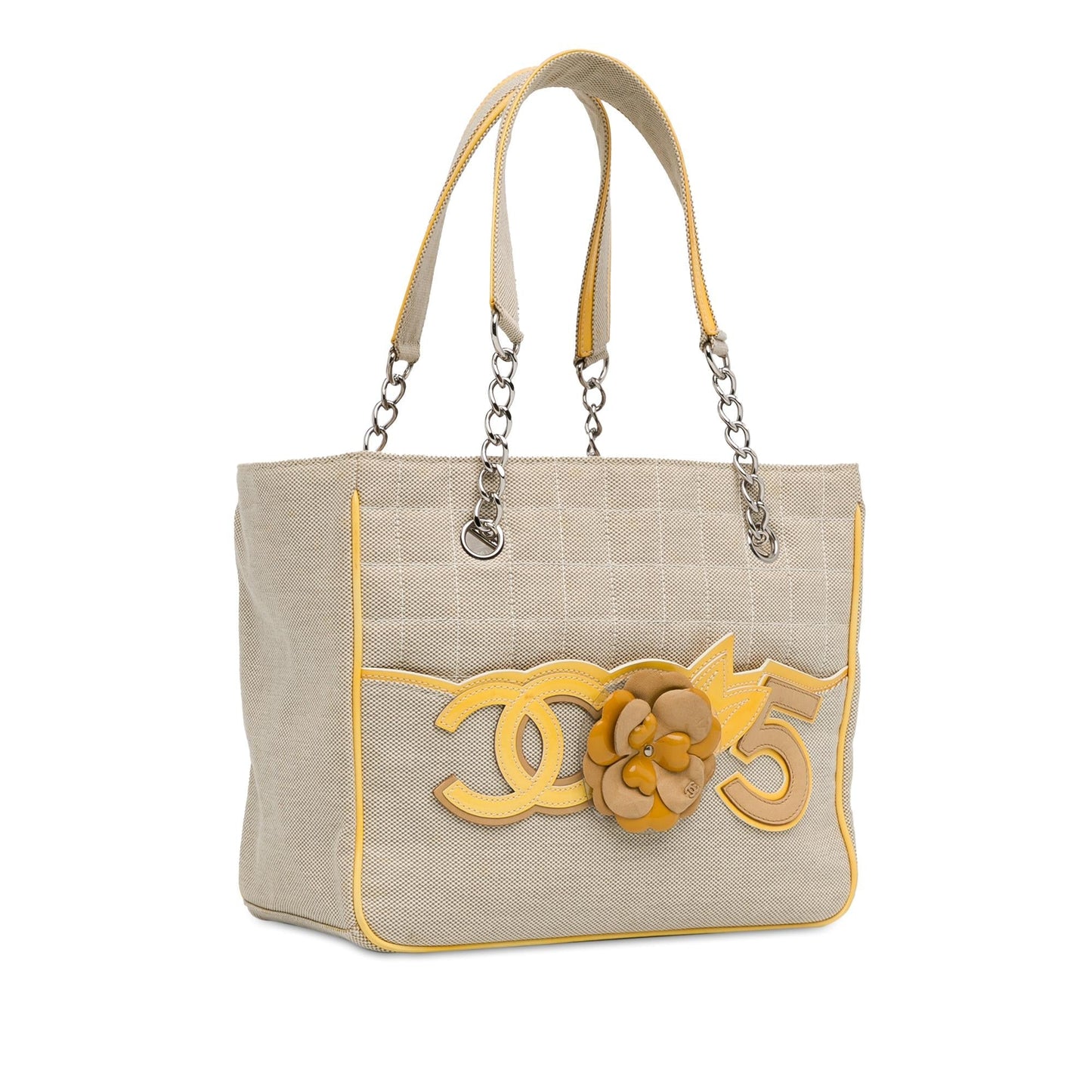 Chanel Choco Bar CC Camellia No. 5 Canvas Tote Bag