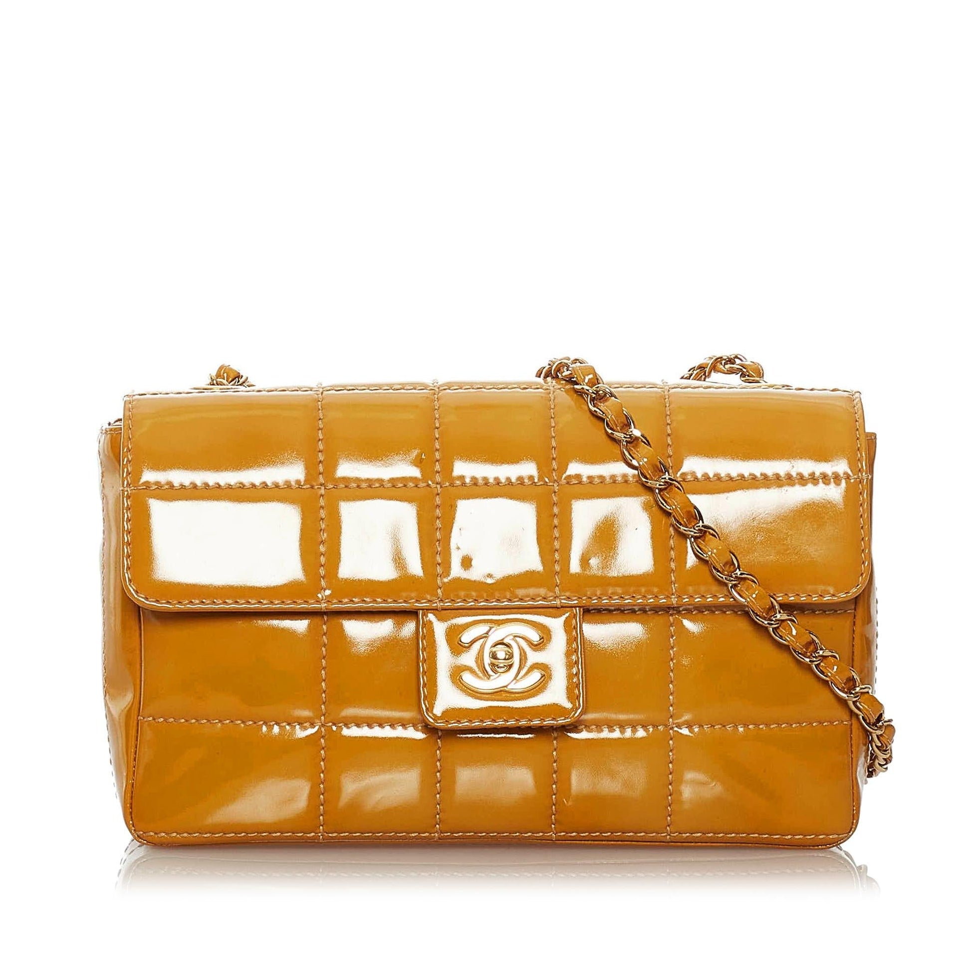 Chanel Choco Bar Patent Single Flap SHG Leather Shoulder Bag