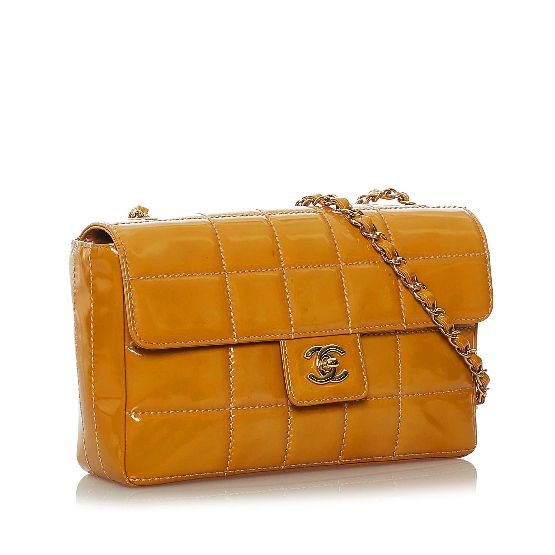 Chanel Choco Bar Patent Single Flap SHG Leather Shoulder Bag
